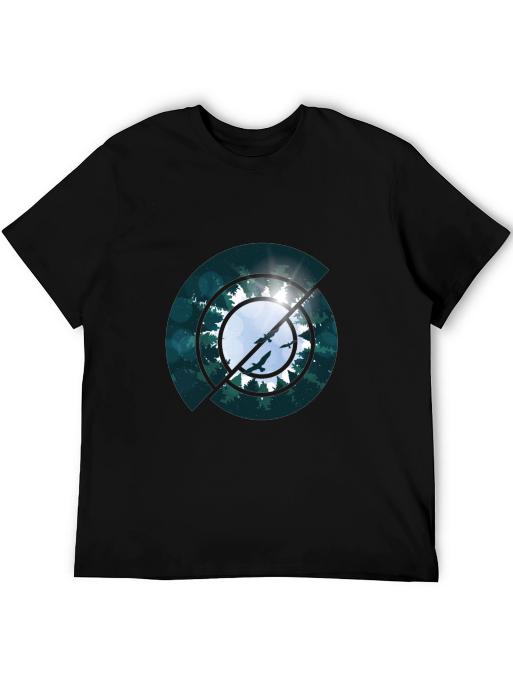 Nature Circle Graphic Black T-Shirt