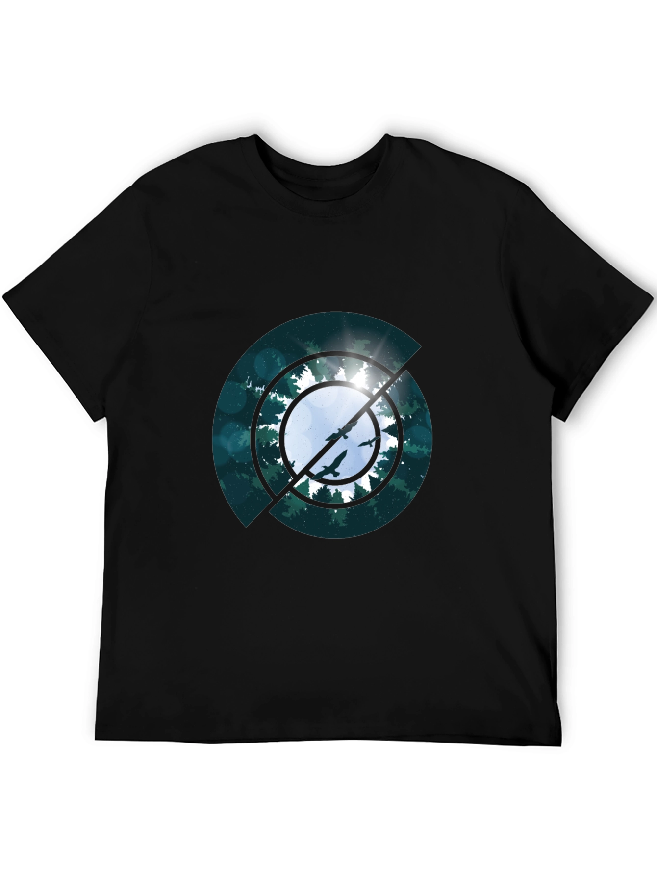 Nature Circle Graphic Black T-Shirt