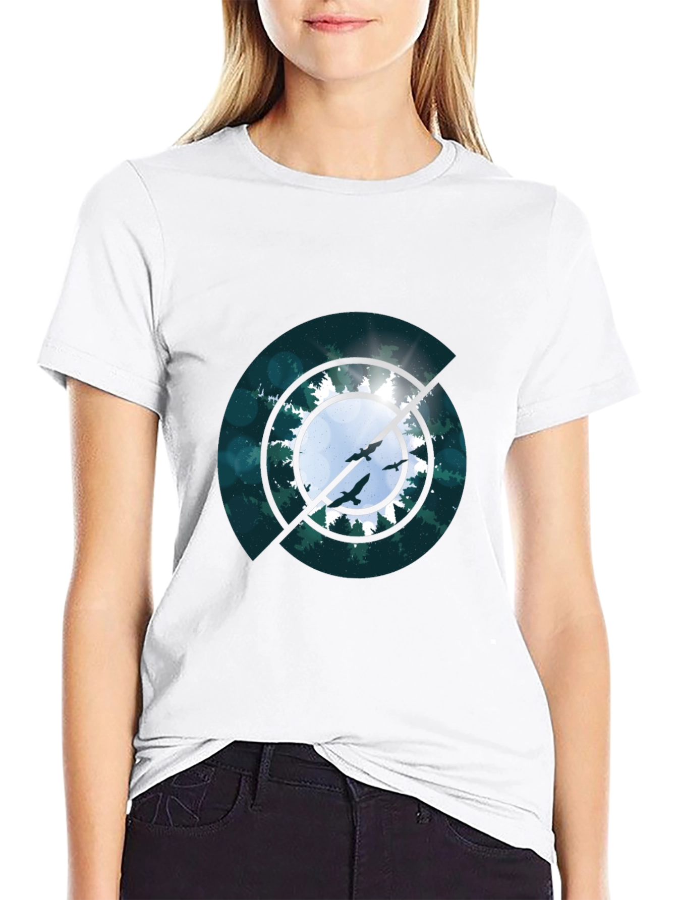Nature Circle Graphic Black T-Shirt