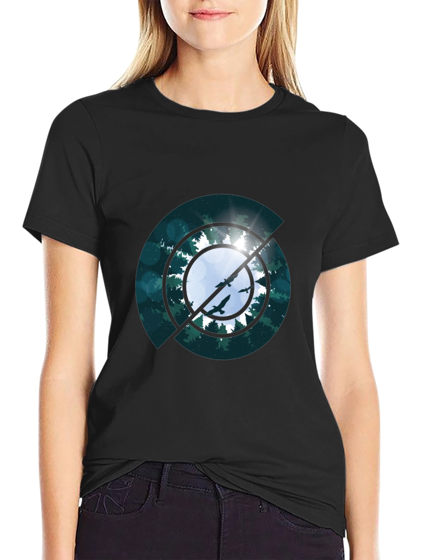 Nature Circle Graphic Black T-Shirt