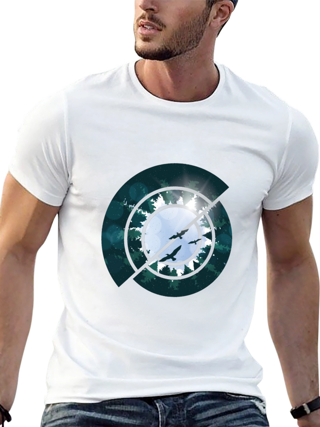 Nature Circle Graphic Black T-Shirt