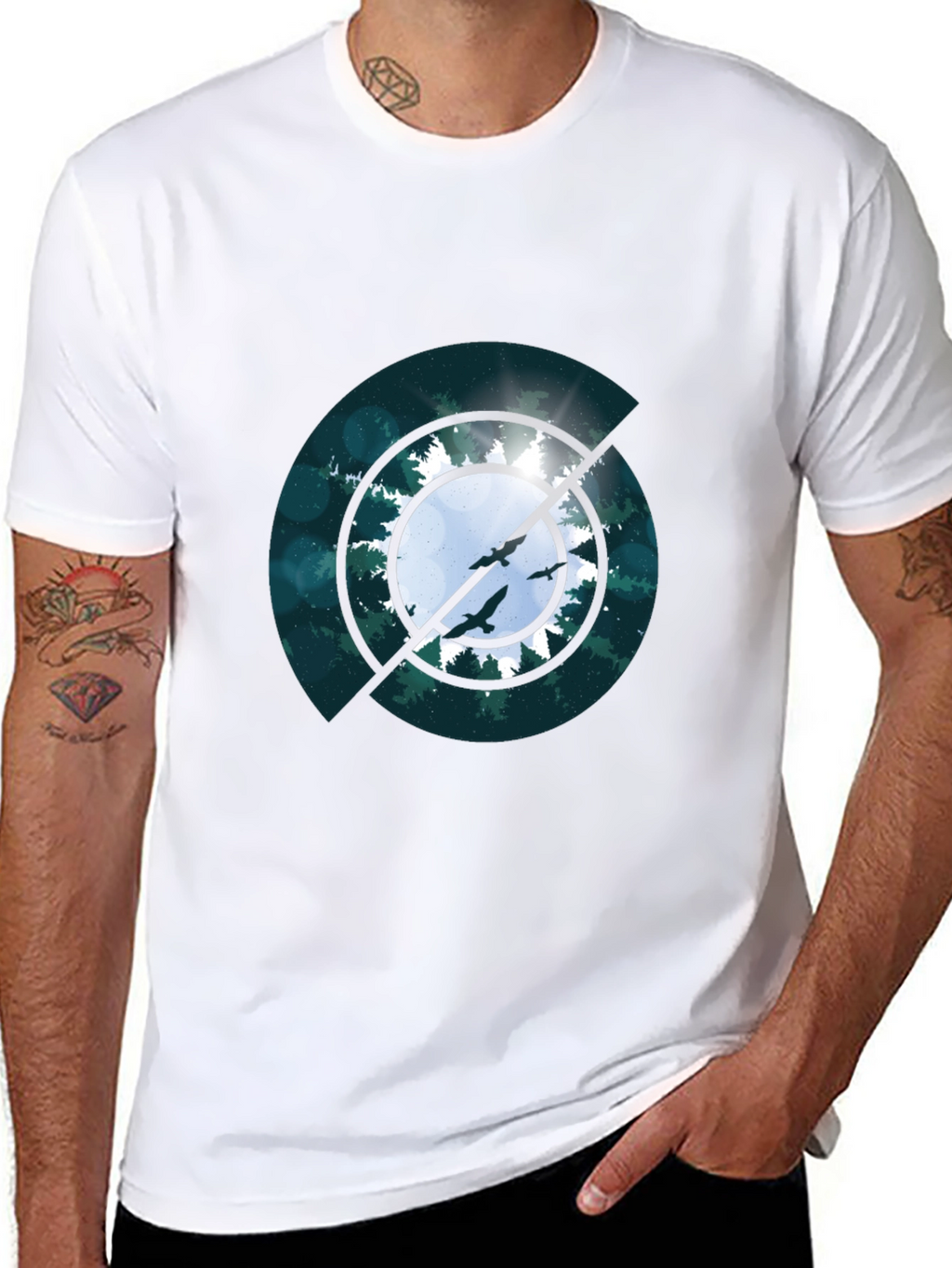 Nature Circle Graphic Black T-Shirt