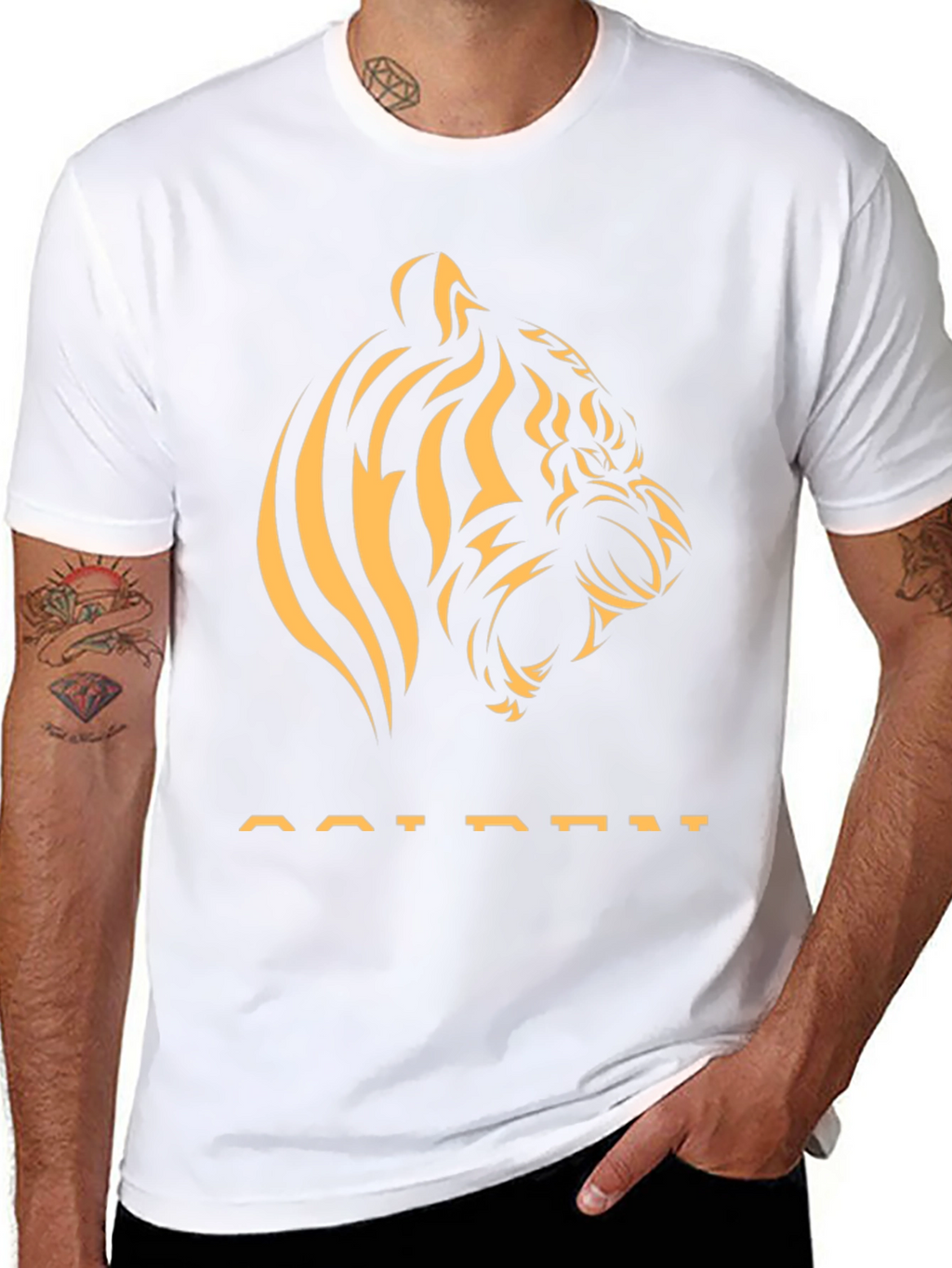 Golden Tiger Graphic Tee - Stylish Black T-Shirt