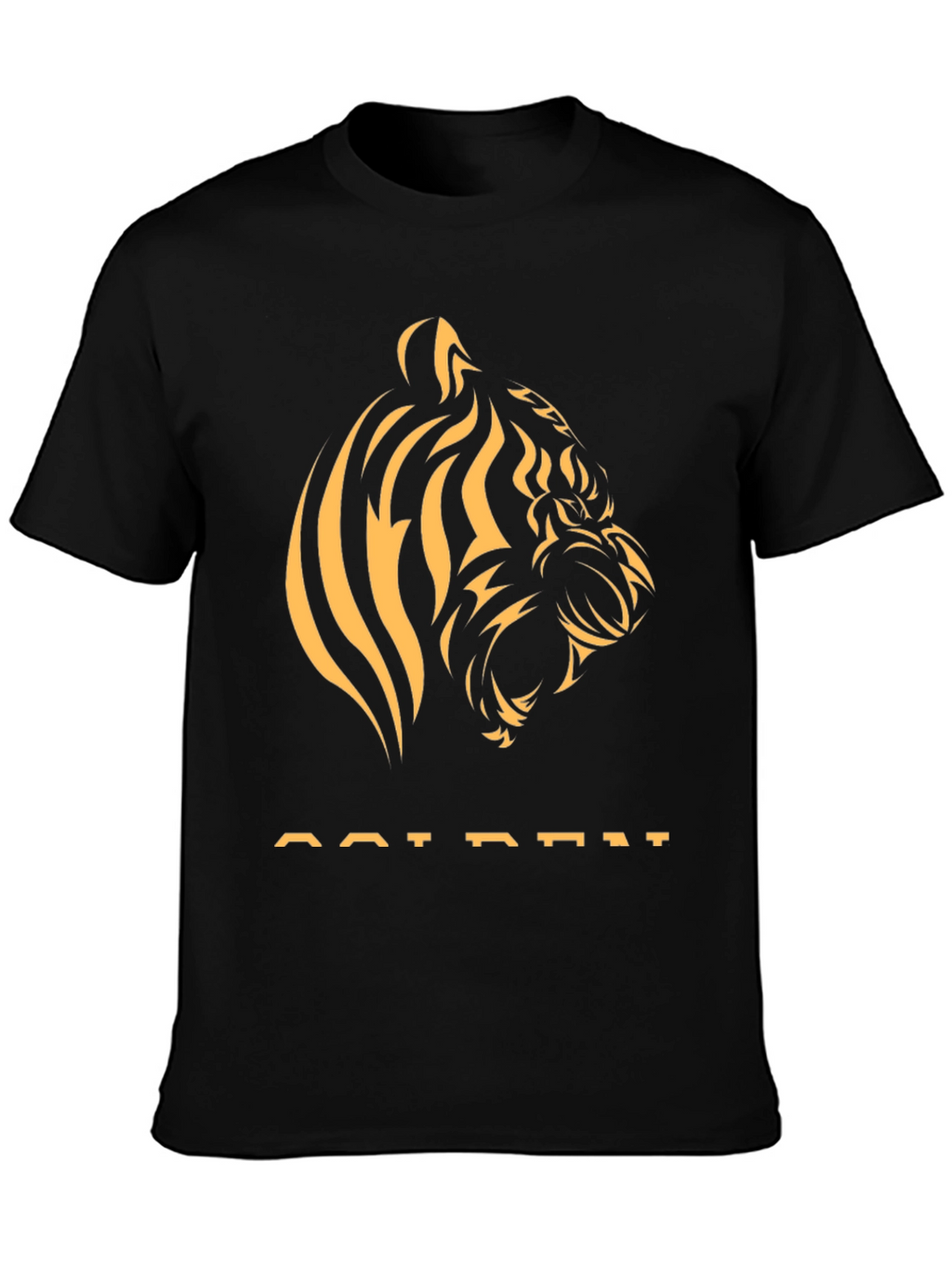 Golden Tiger Graphic Tee - Stylish Black T-Shirt