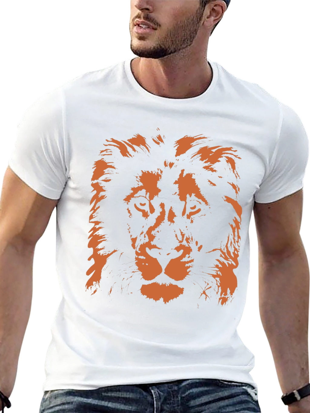 Lion Graphic Print Mens Black T-Shirt