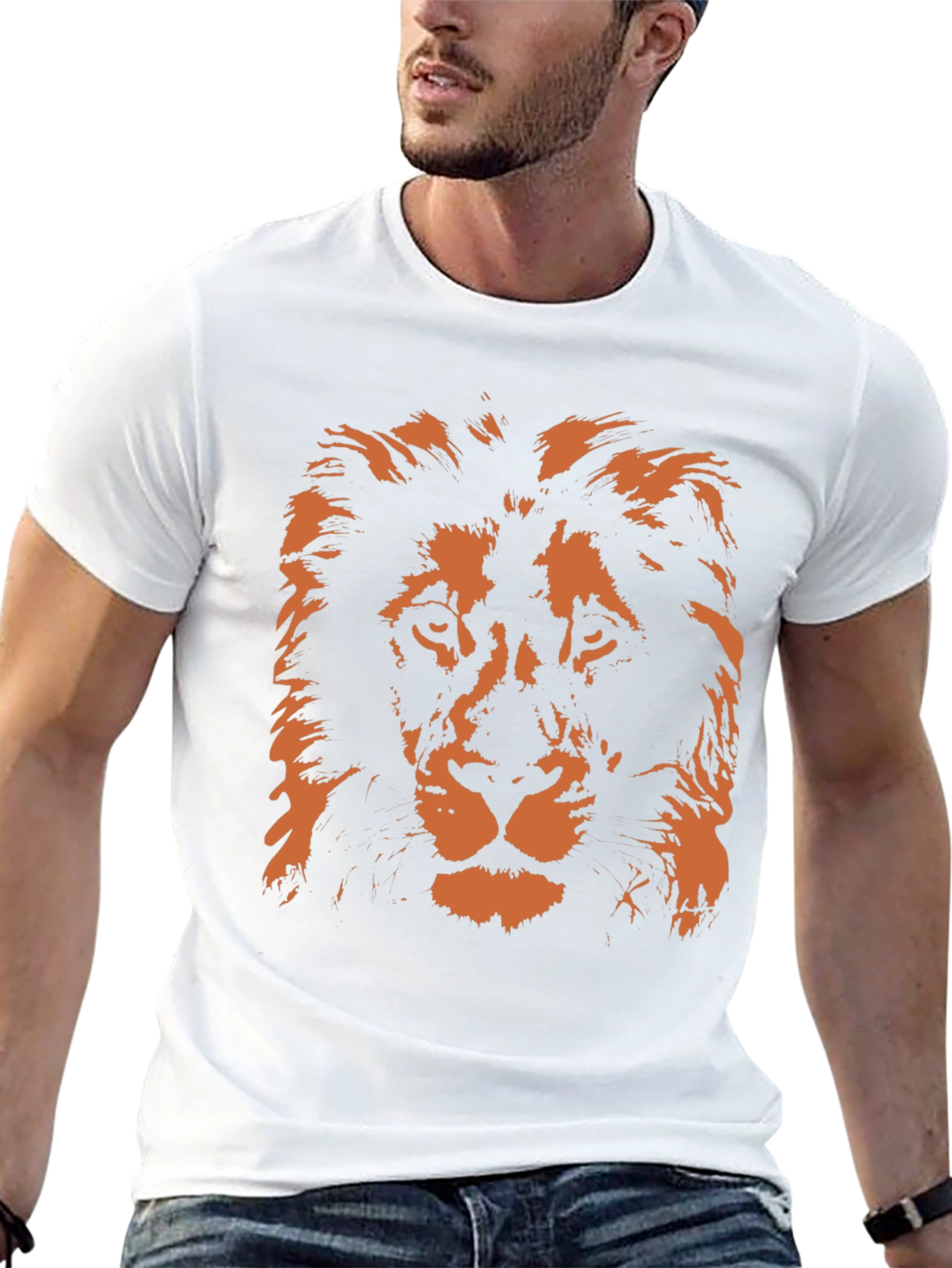 Lion Graphic Print Mens Black T-Shirt