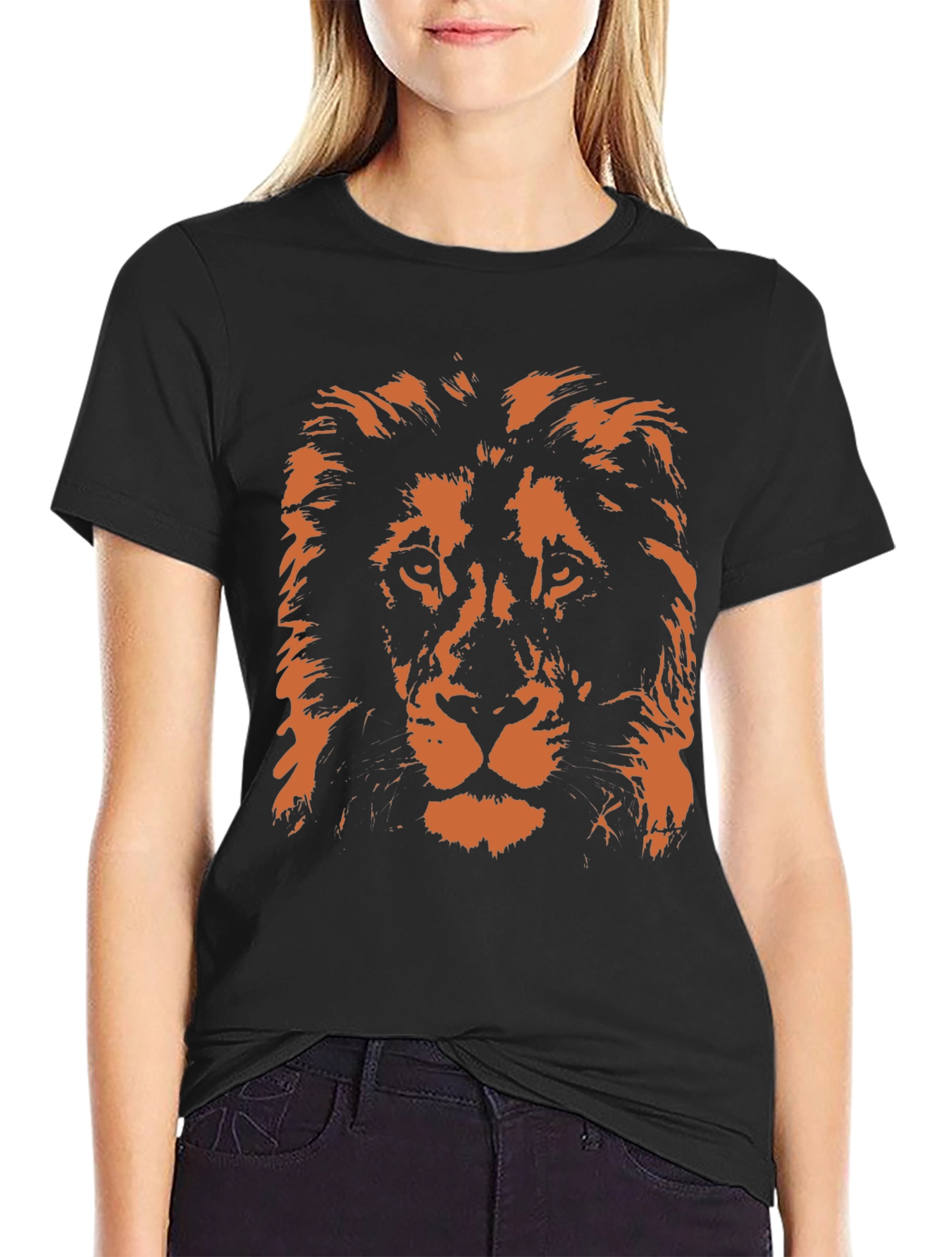 Lion Graphic Print Mens Black T-Shirt