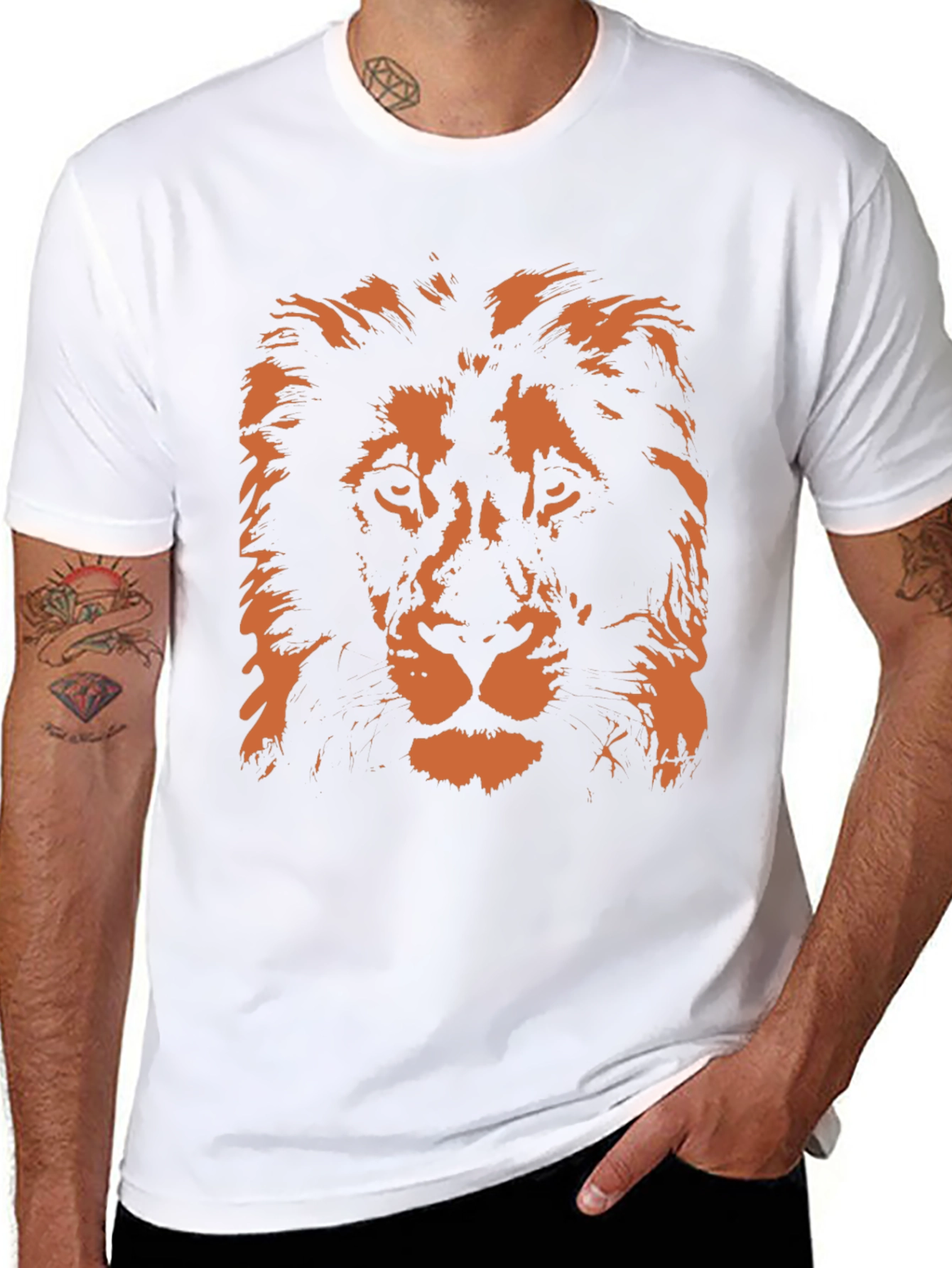 Lion Graphic Print Mens Black T-Shirt
