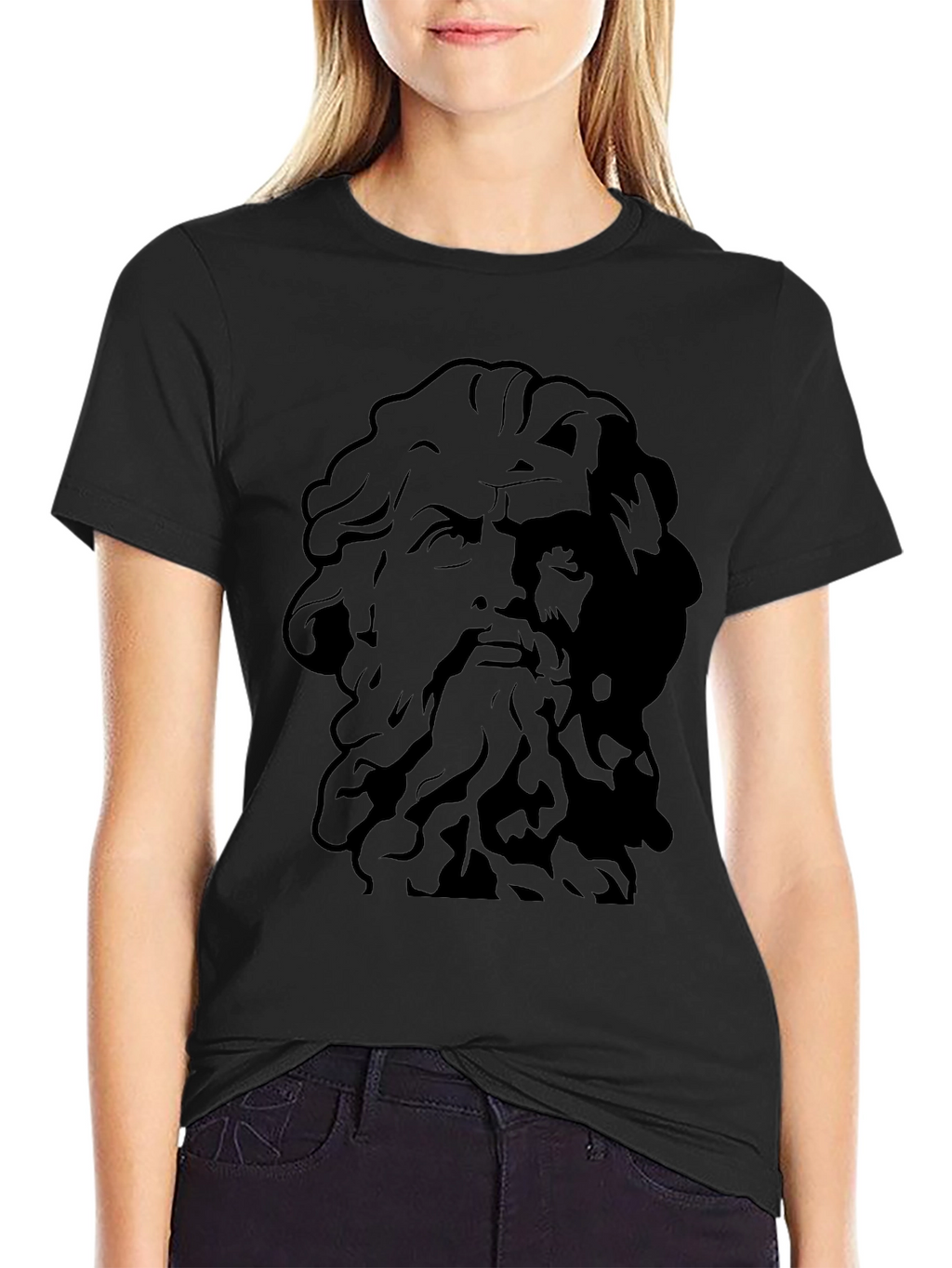 Greek God Graphic Tee - Black Cotton T-Shirt
