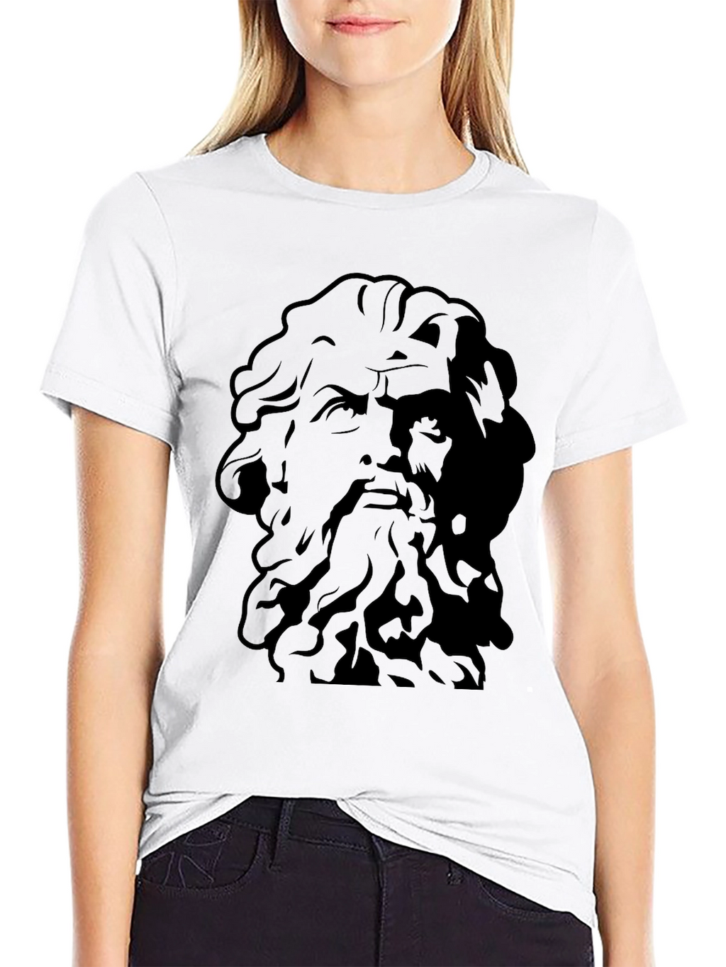 Greek God Graphic Tee - Black Cotton T-Shirt
