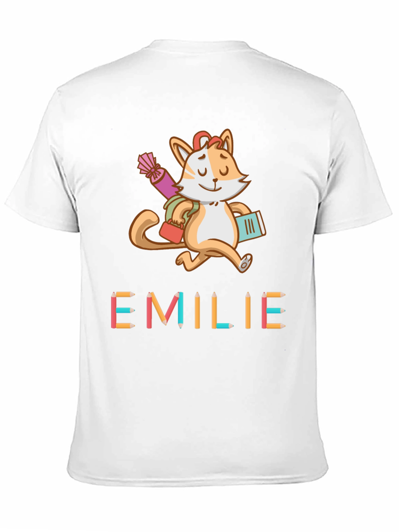 Emilie Cat Back-to-School Kids T-Shirt