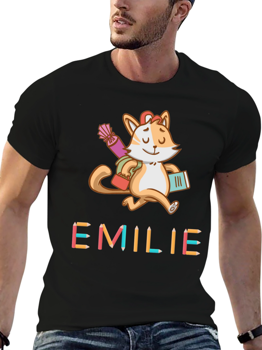 Emilie Cat Back-to-School Kids T-Shirt