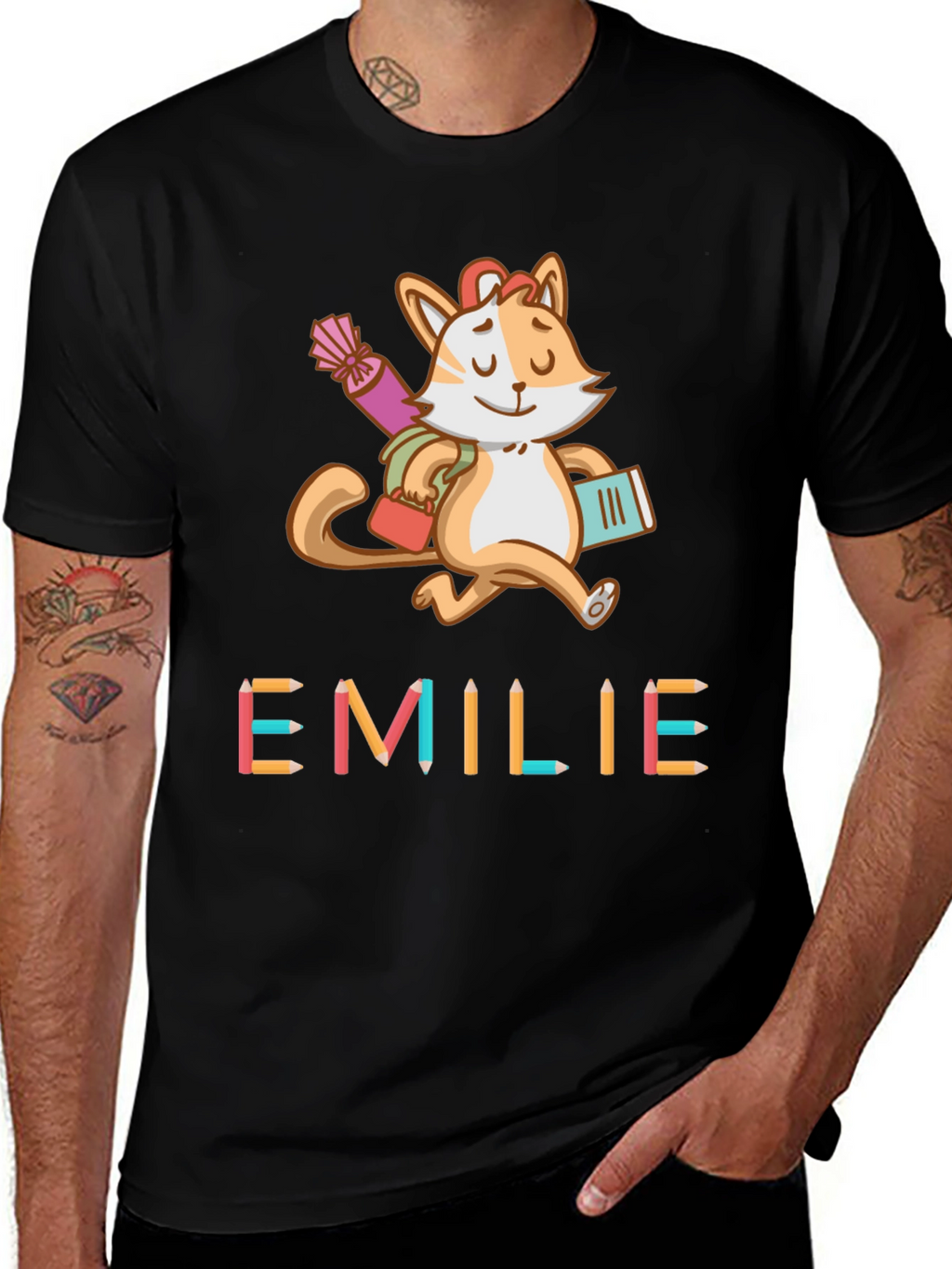 Emilie Cat Back-to-School Kids T-Shirt