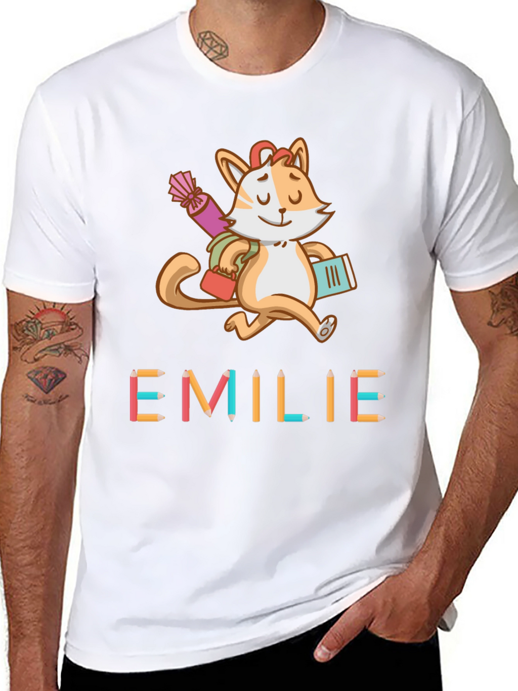 Emilie Cat Back-to-School Kids T-Shirt