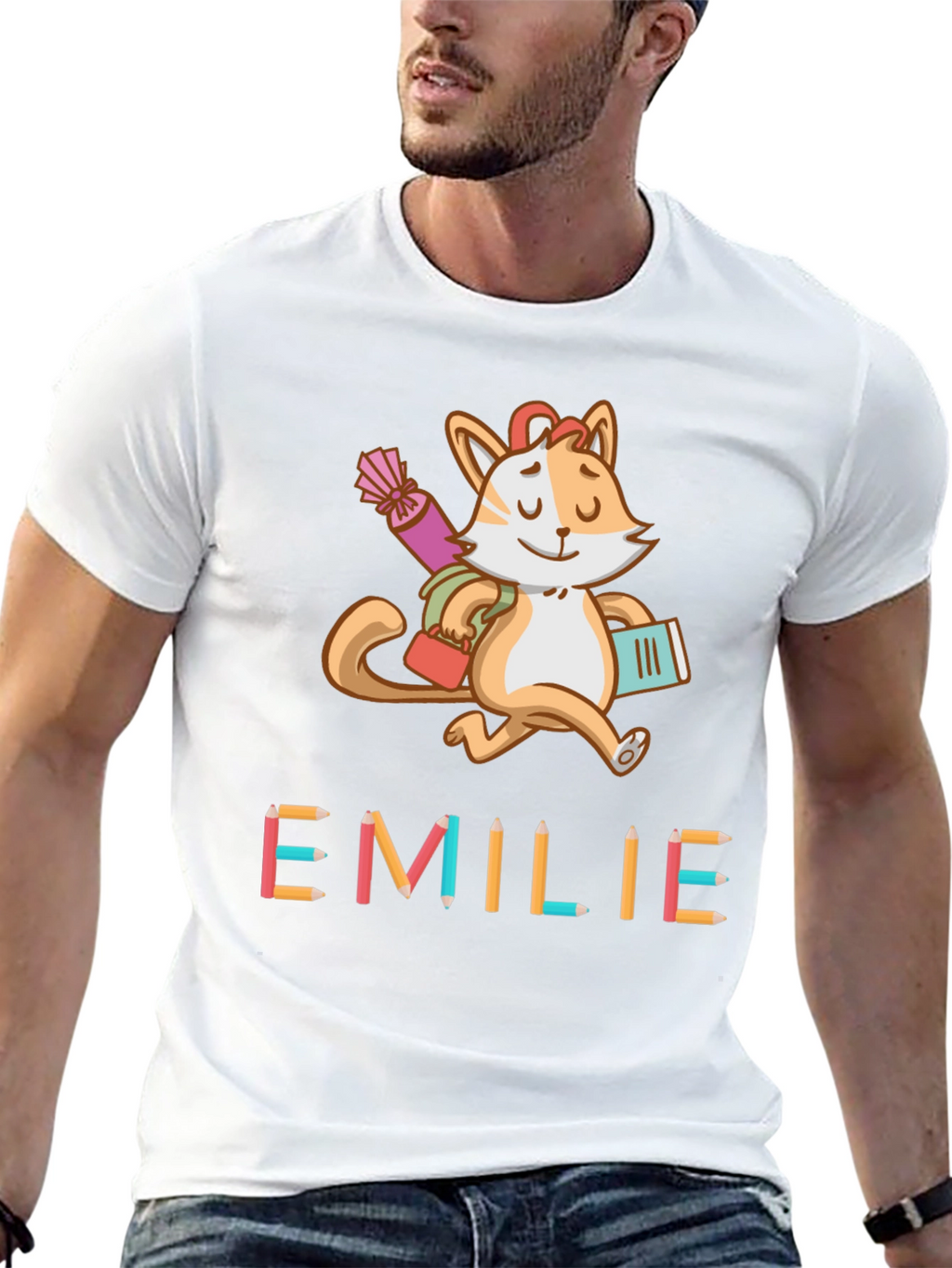 Emilie Cat Back-to-School Kids T-Shirt