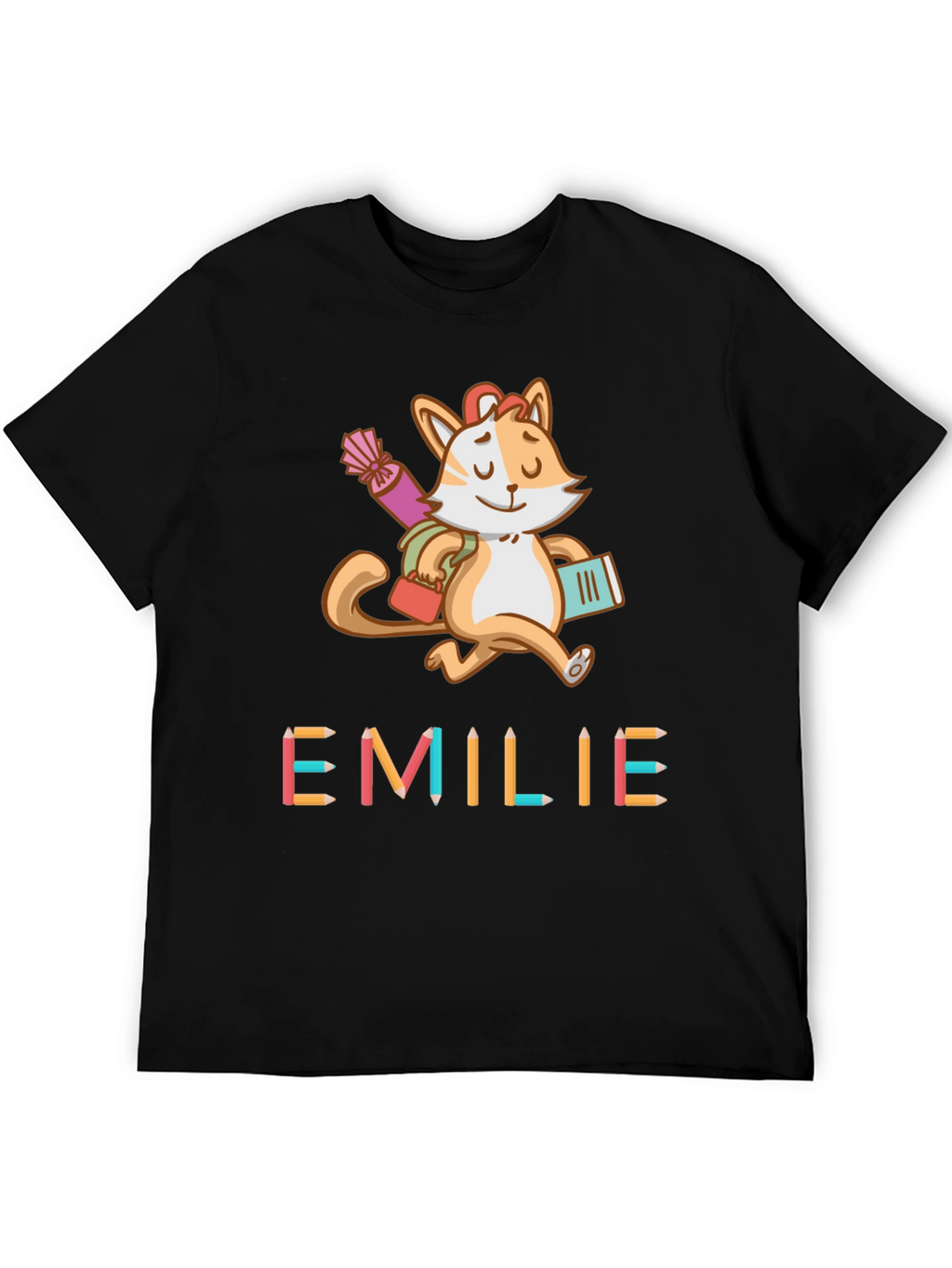 Emilie Cat Back-to-School Kids T-Shirt