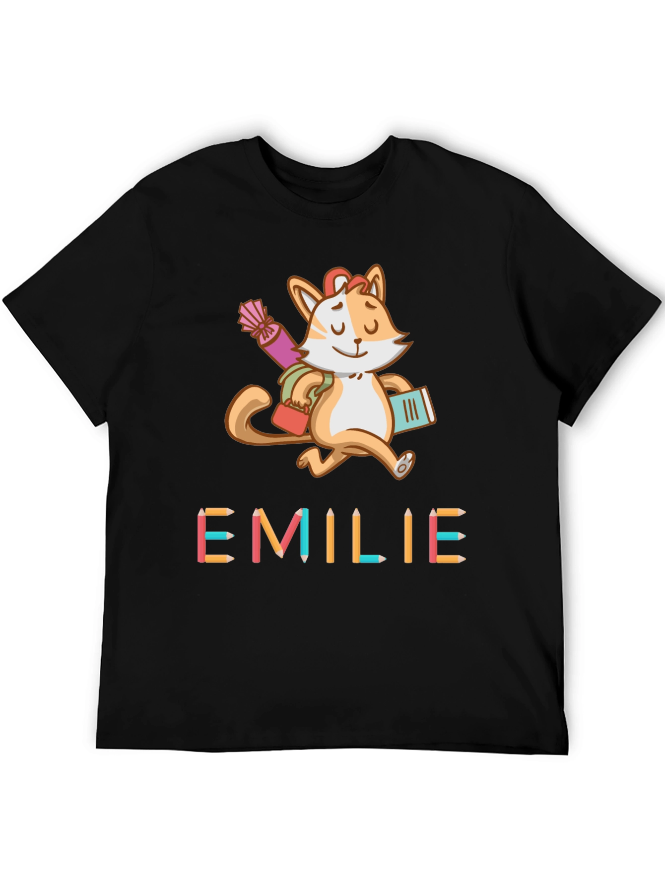 Emilie Cat Back-to-School Kids T-Shirt