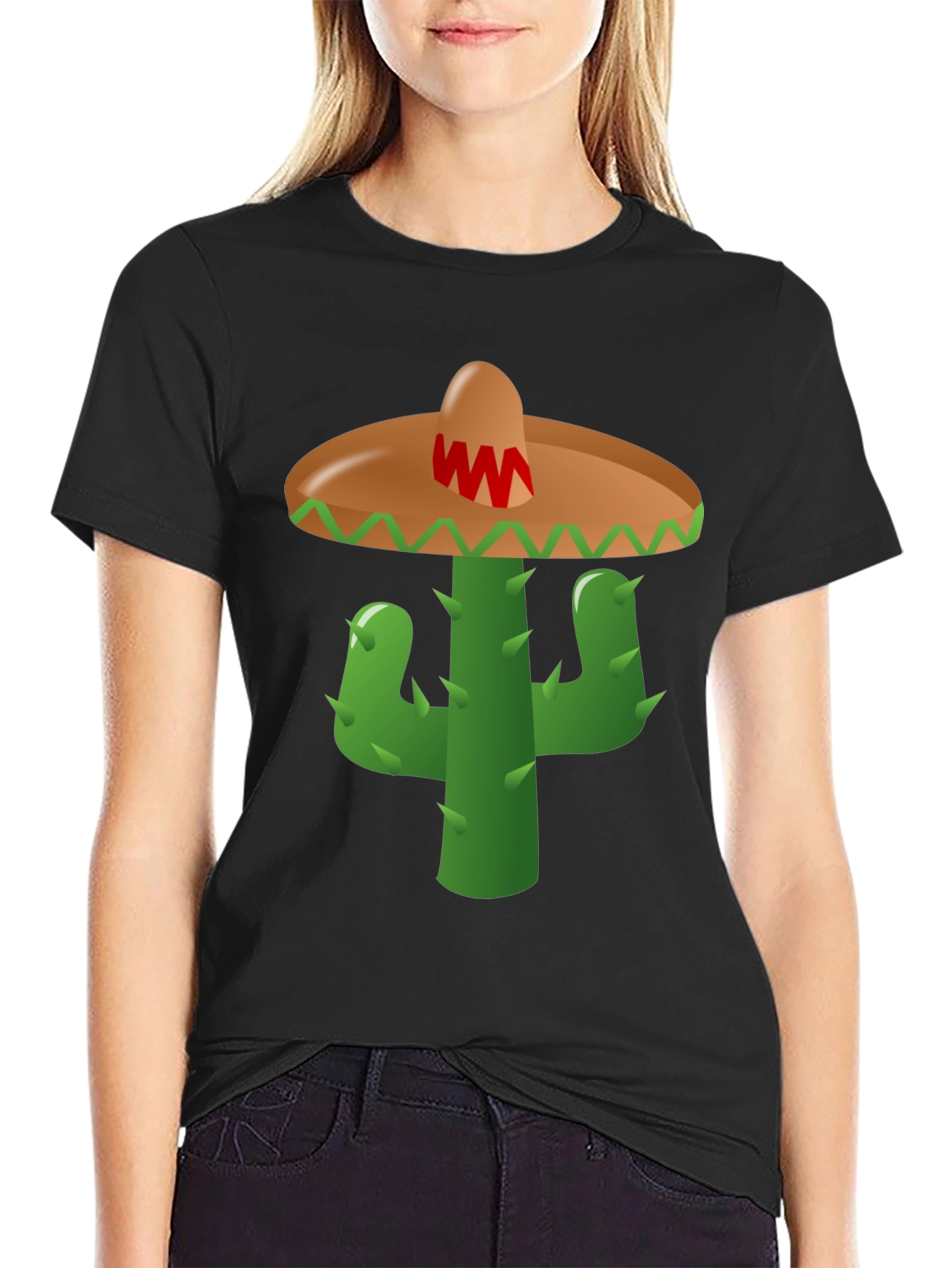 Cactus Sombrero Graphic Tee - Black Cotton Blend