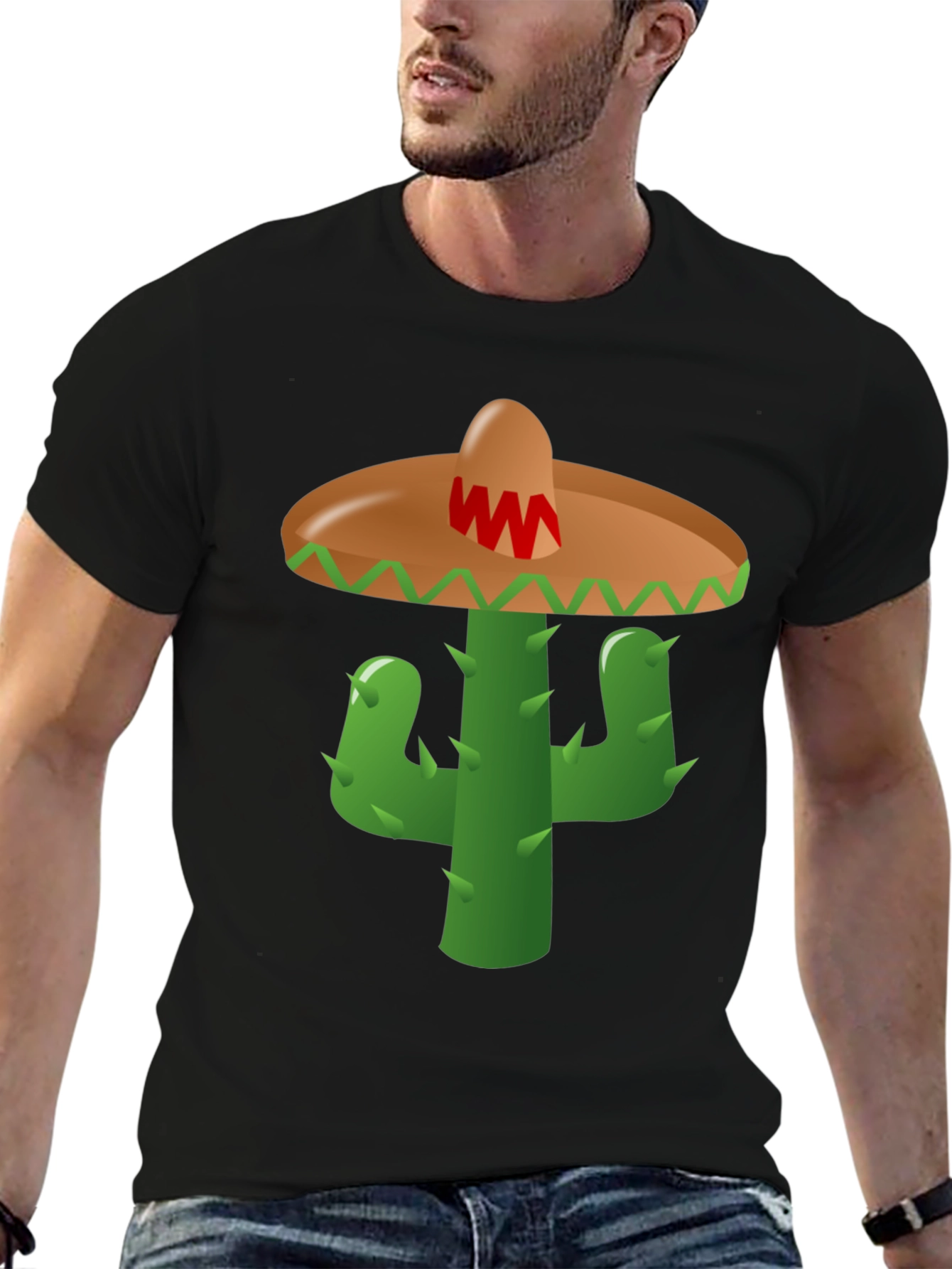 Cactus Sombrero Graphic Tee - Black Cotton Blend