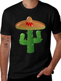 Cactus Sombrero Graphic Tee - Black Cotton Blend
