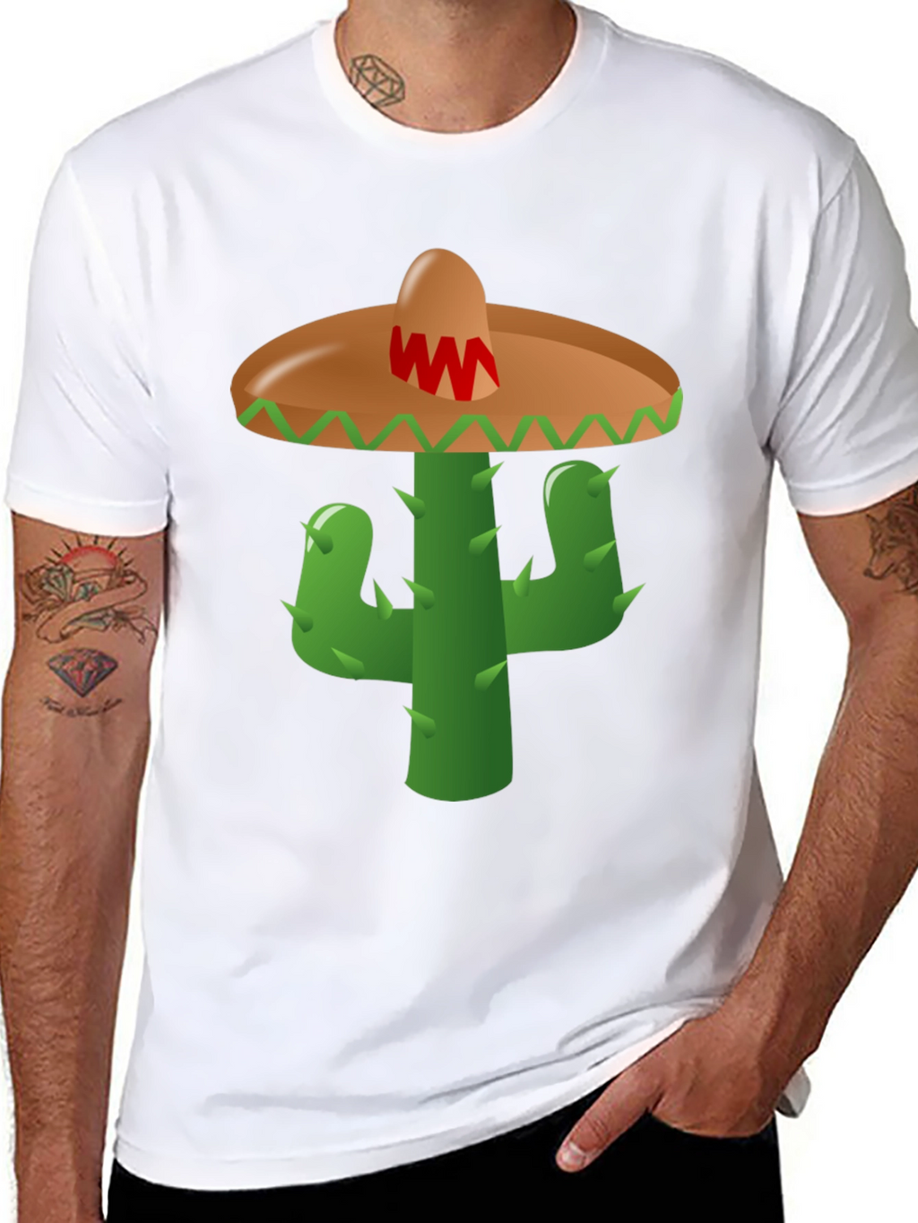 Cactus Sombrero Graphic Tee - Black Cotton Blend
