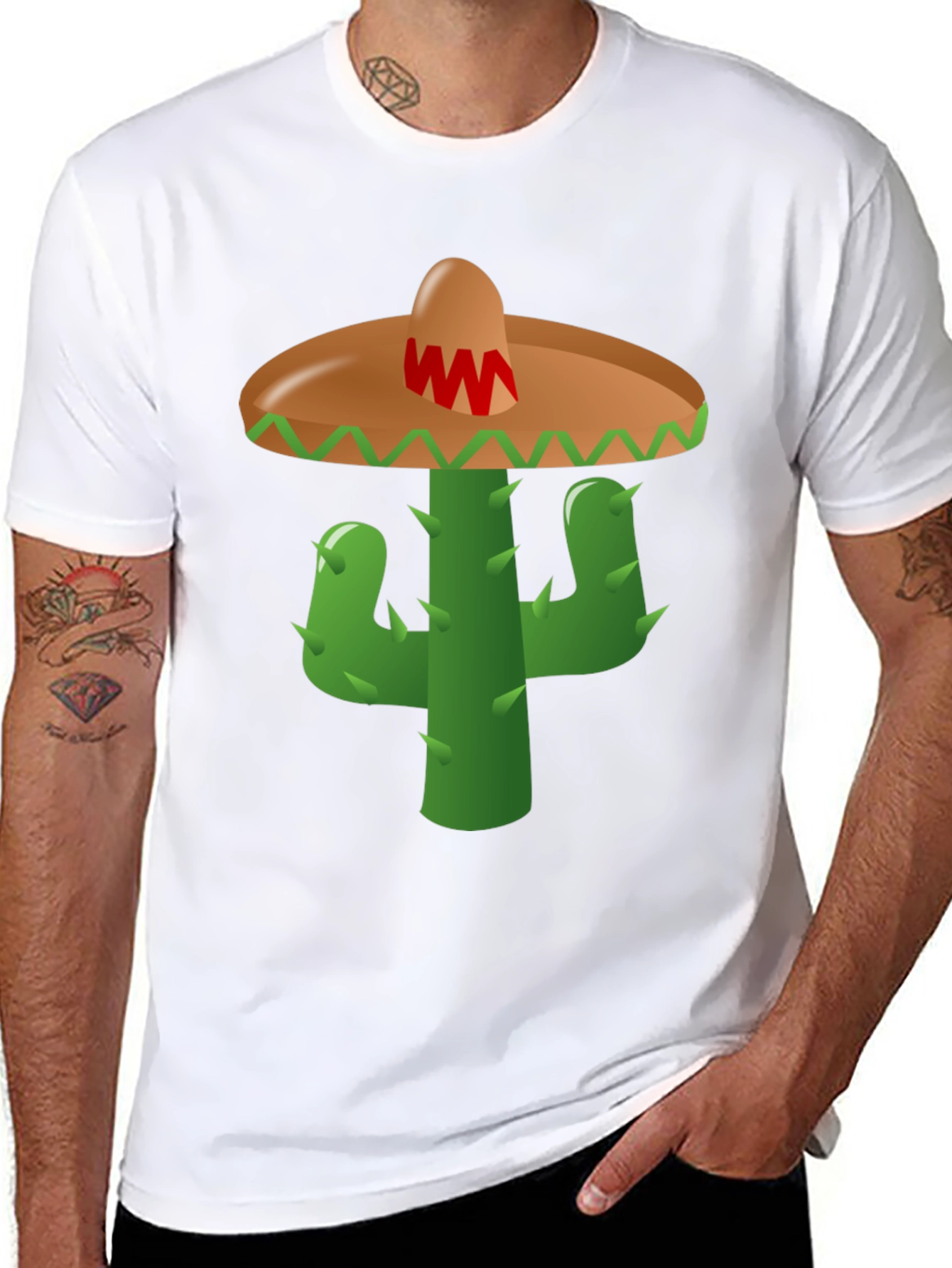 Cactus Sombrero Graphic Tee - Black Cotton Blend