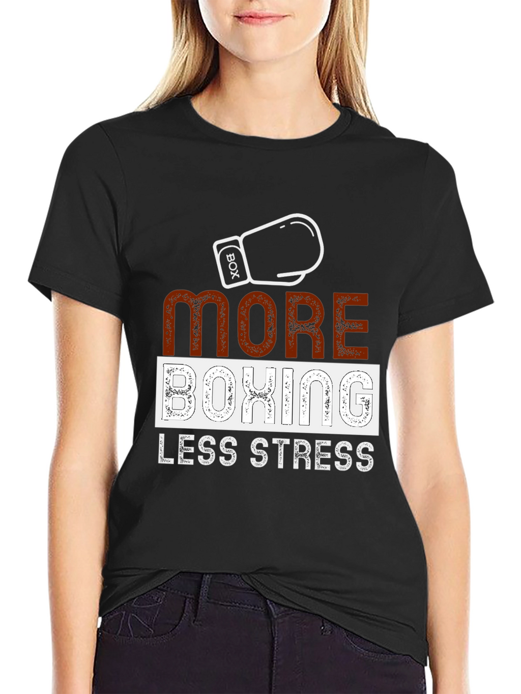 More Boxing Less Stress Graphic T-Shirt