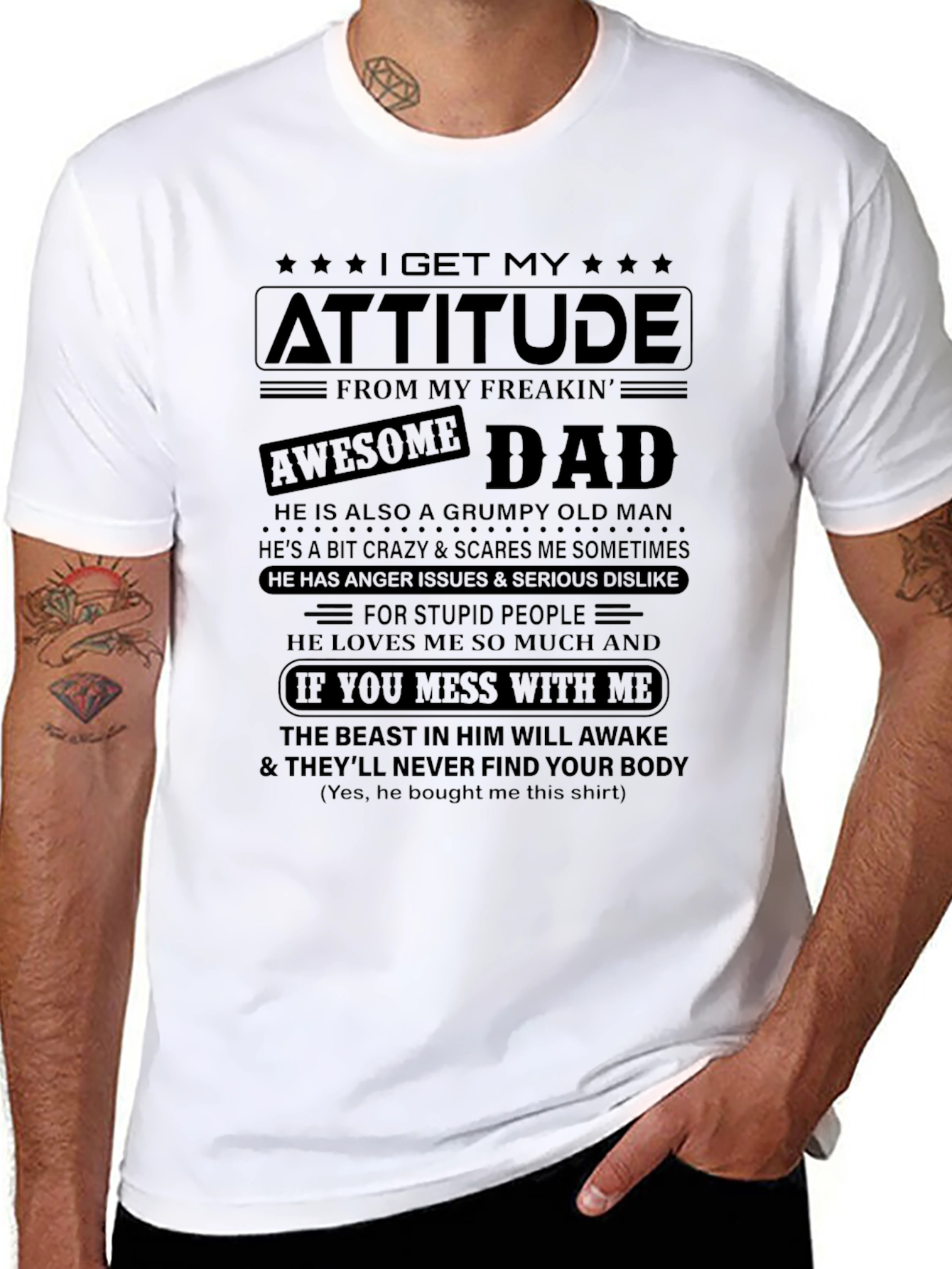 Attitude from Dad T-Shirt: Grumpy Crazy Protective