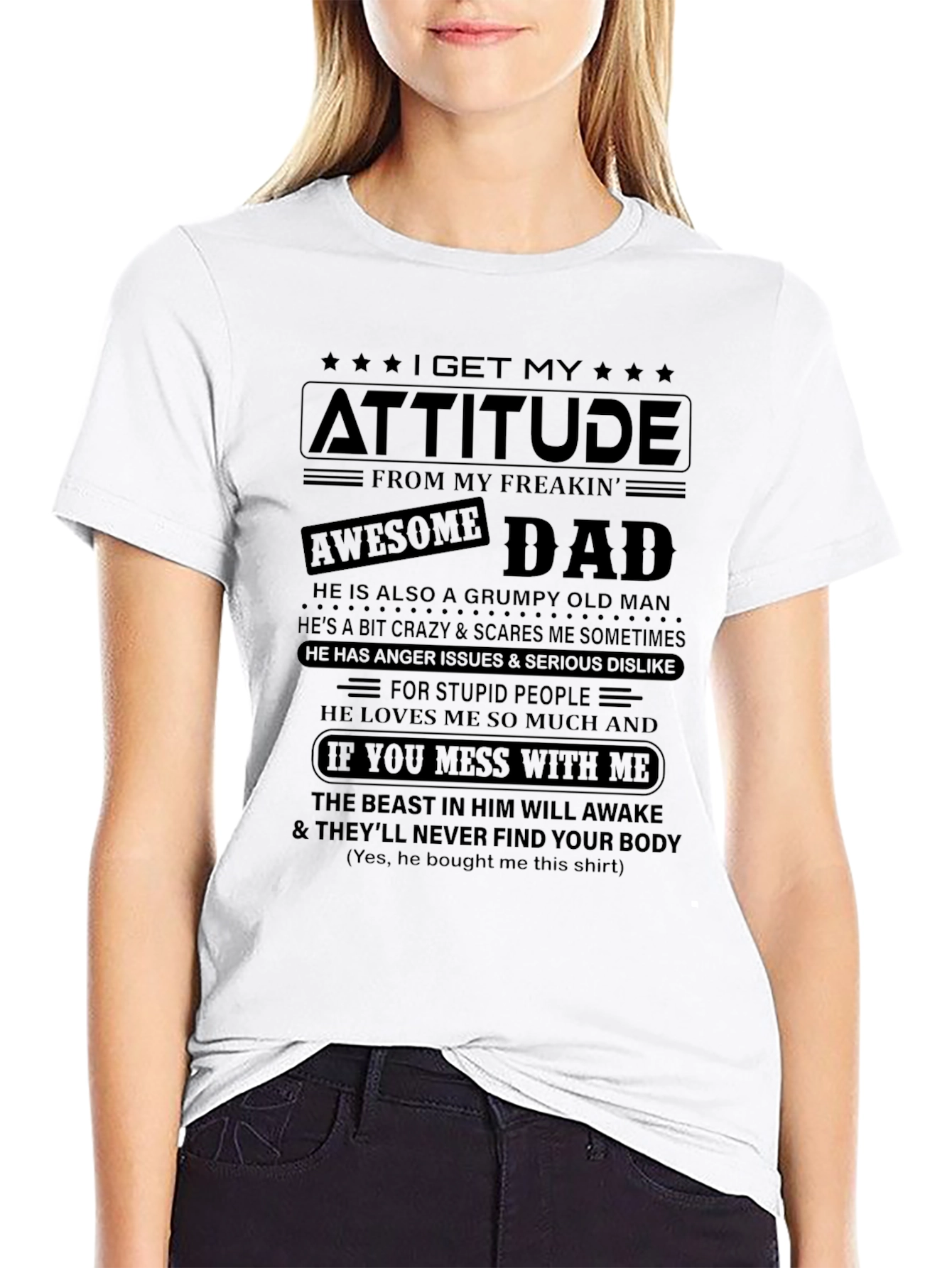 Attitude from Dad T-Shirt: Grumpy Crazy Protective