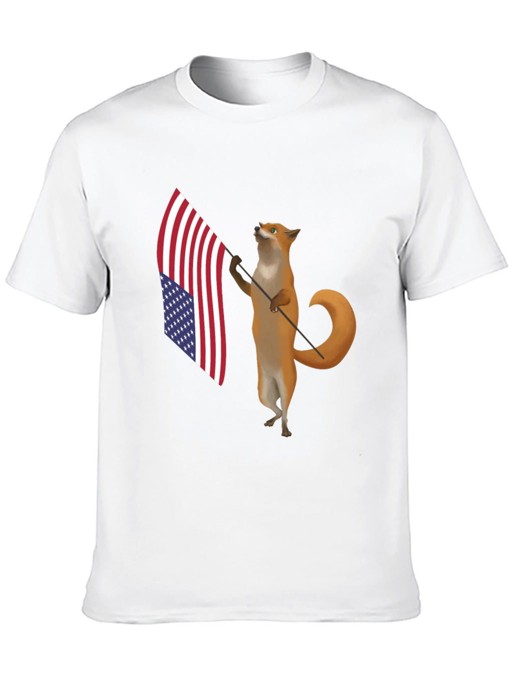 Patriotic Fox T-Shirt - American Flag Design