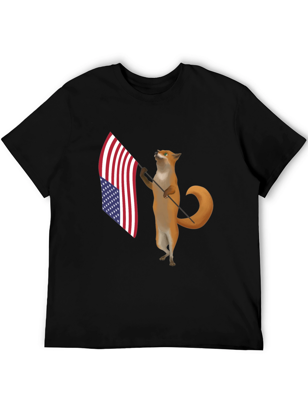 Patriotic Fox T-Shirt - American Flag Design