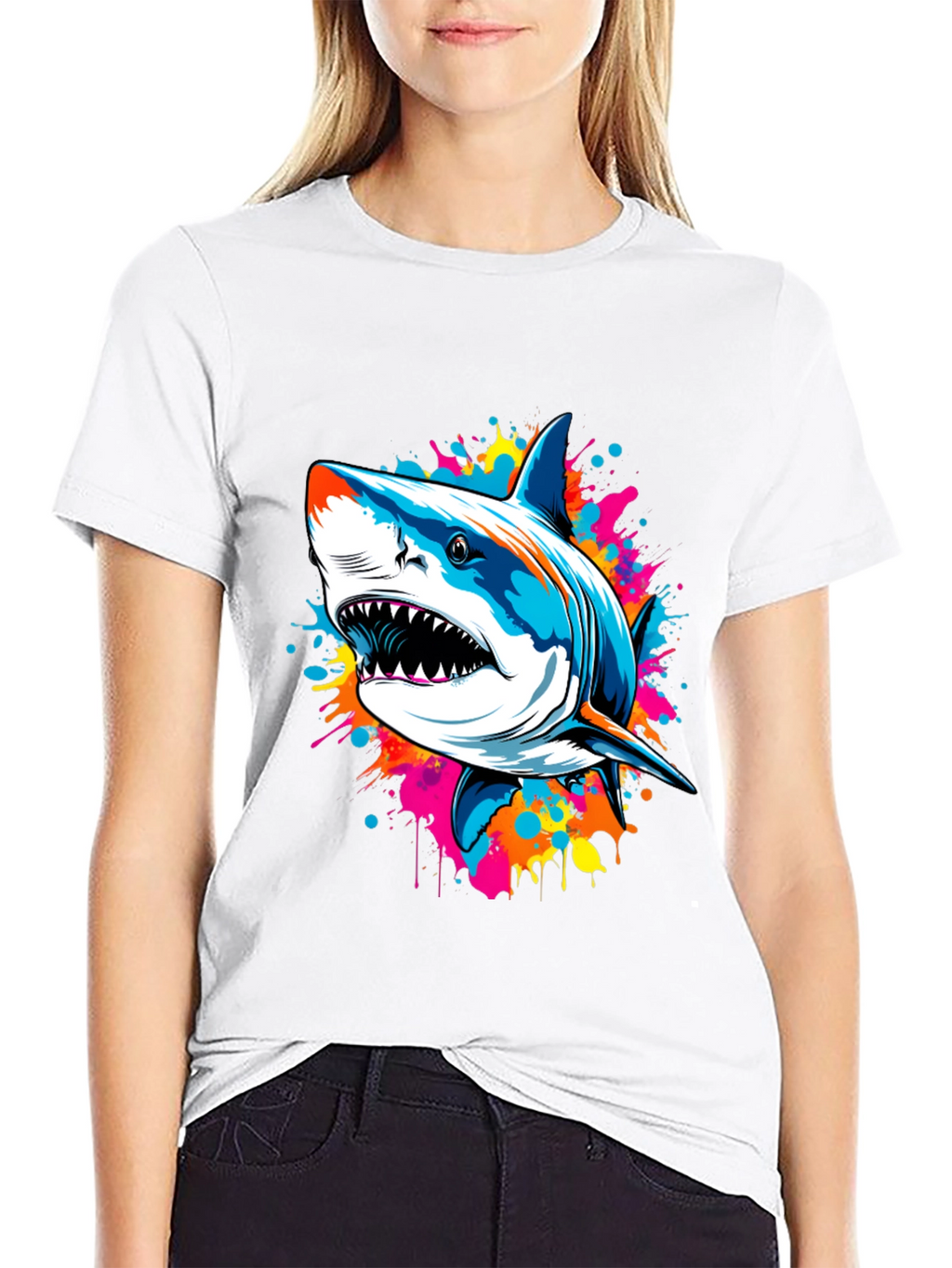 Shark Splash Graphic Tee - Bold & Unique Design