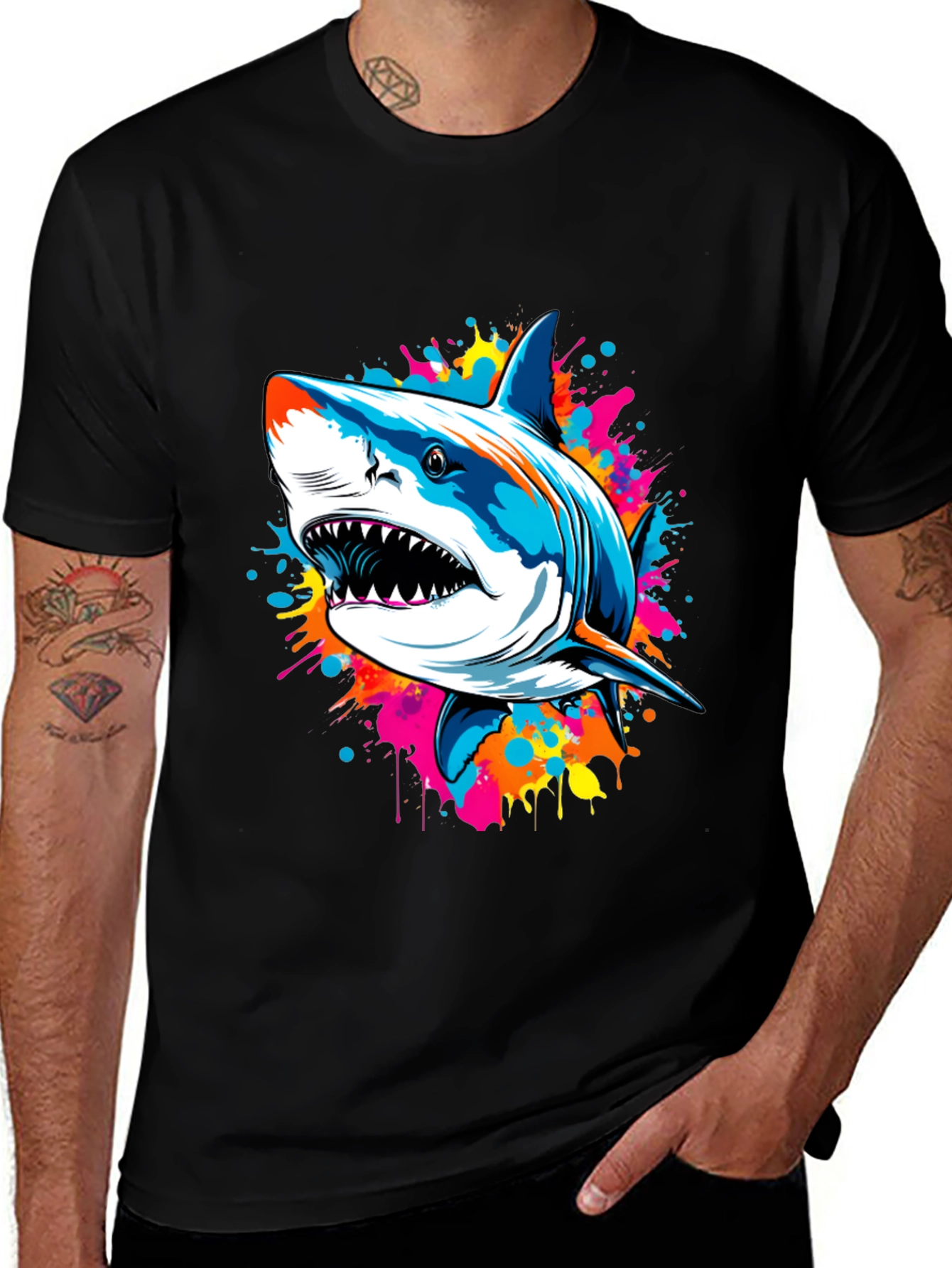 Shark Splash Graphic Tee - Bold & Unique Design