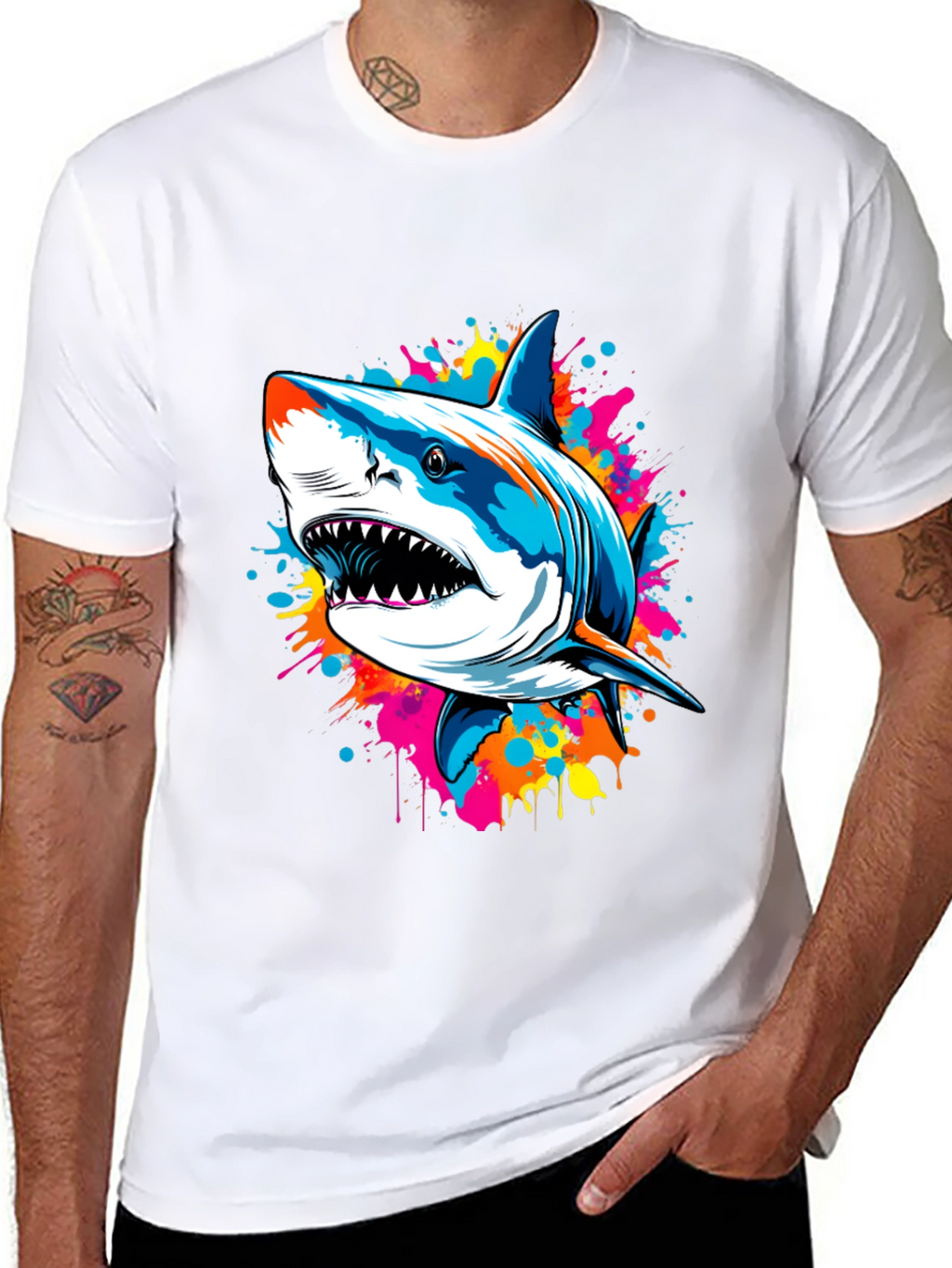Shark Splash Graphic Tee - Bold & Unique Design