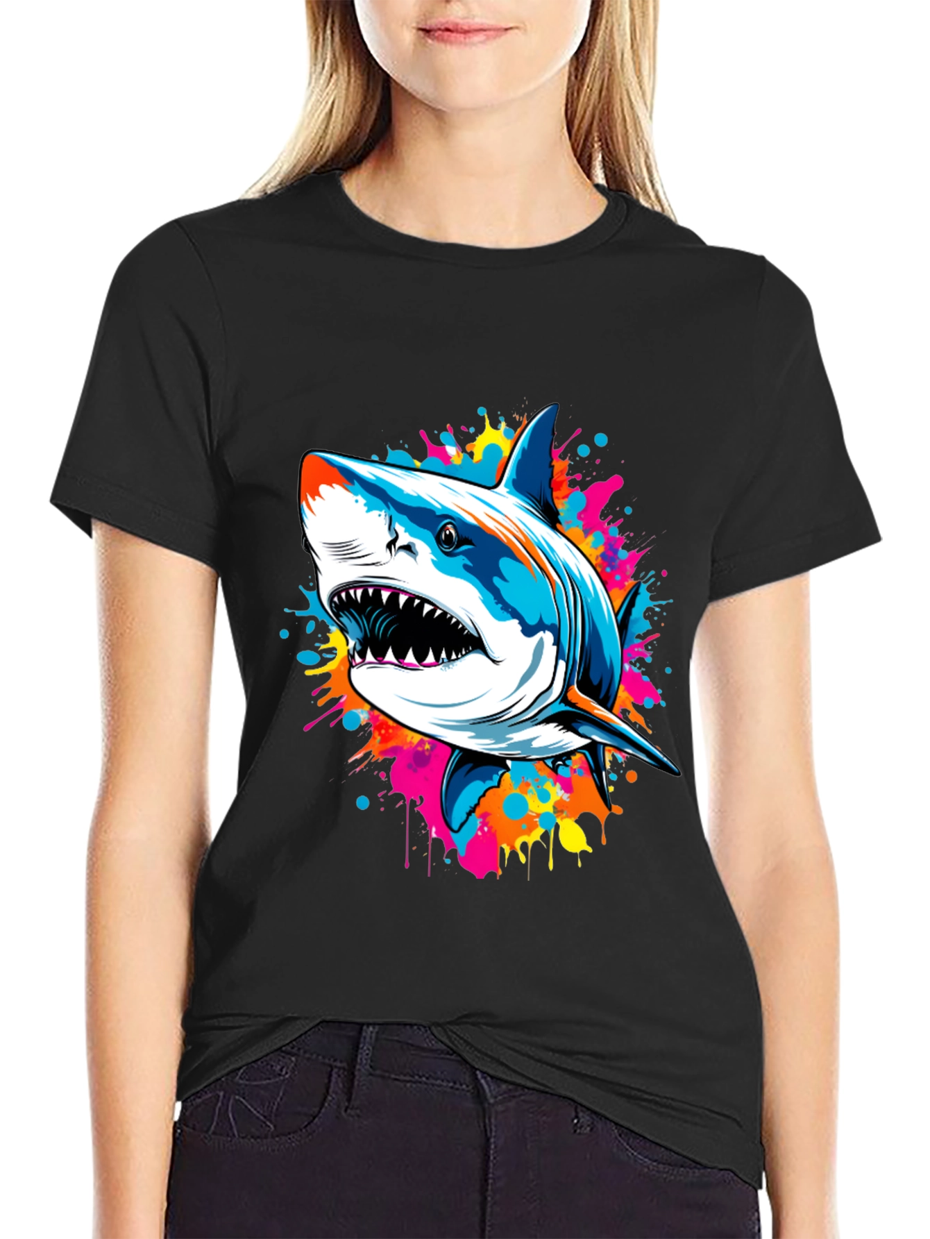 Shark Splash Graphic Tee - Bold & Unique Design