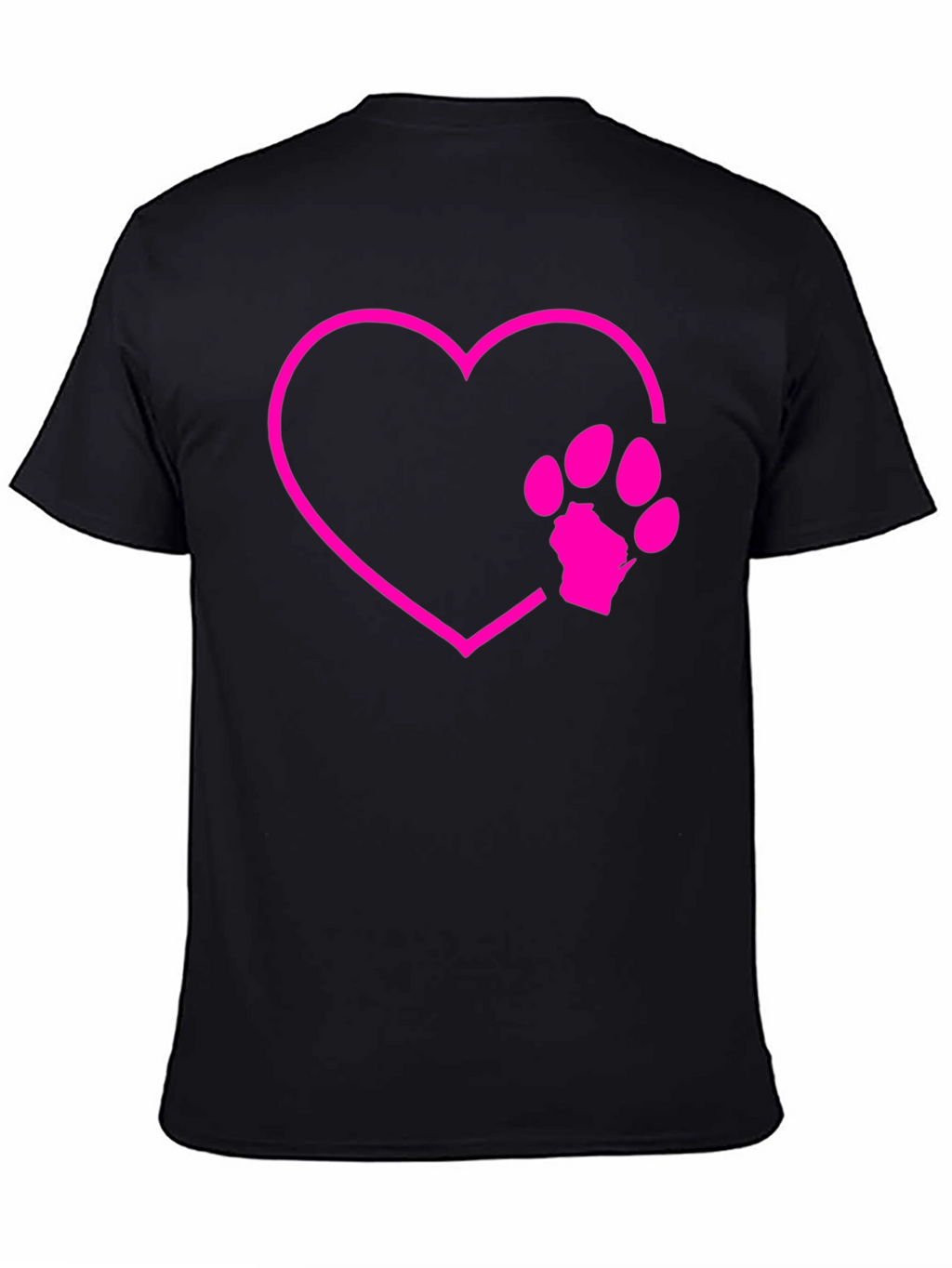 Dog Paw Heart Graphic Tee - Black Cotton