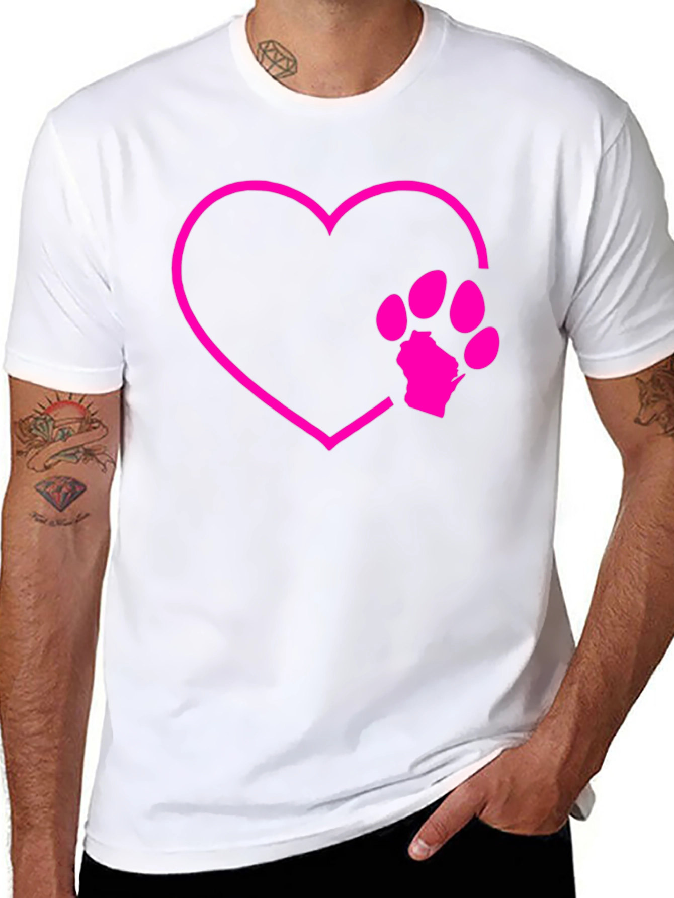 Dog Paw Heart Graphic Tee - Black Cotton