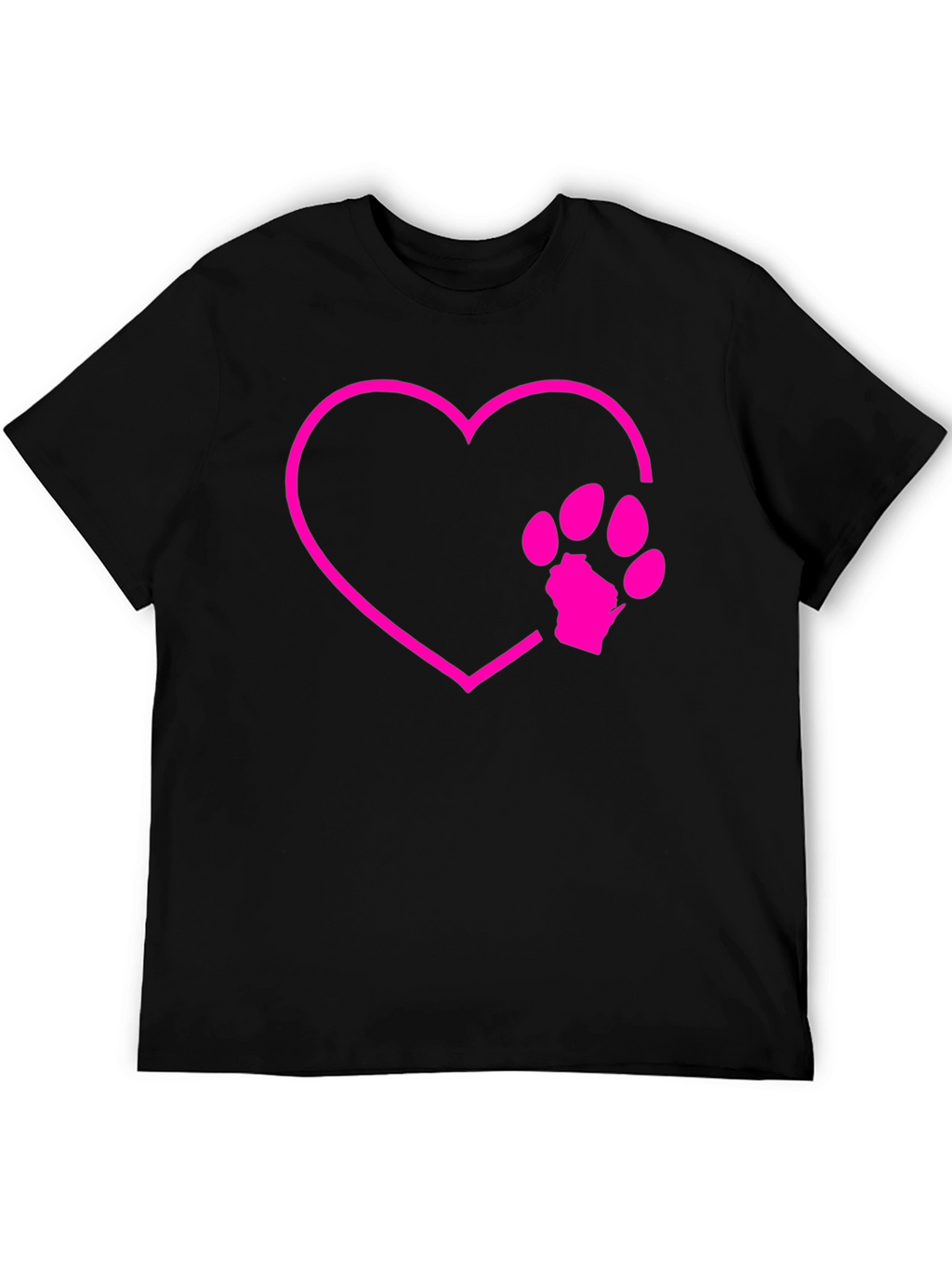 Dog Paw Heart Graphic Tee - Black Cotton