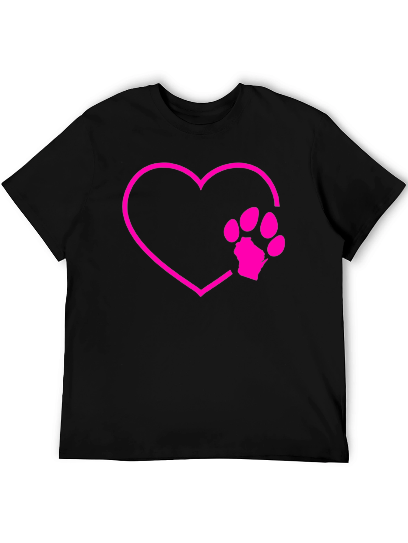 Dog Paw Heart Graphic Tee - Black Cotton