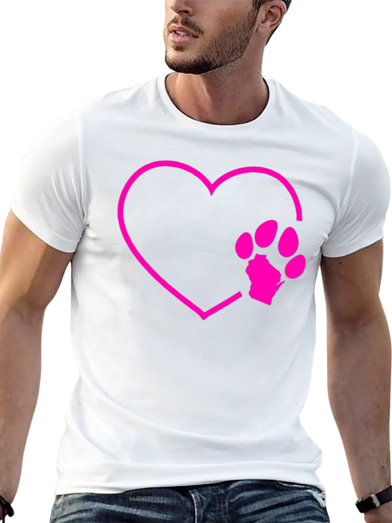 Dog Paw Heart Graphic Tee - Black Cotton