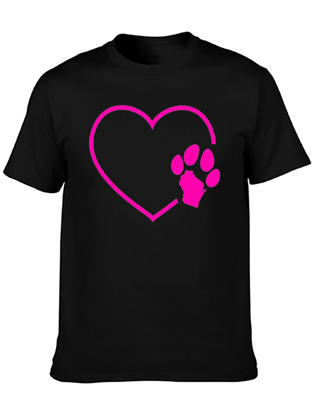 Dog Paw Heart Graphic Tee - Black Cotton