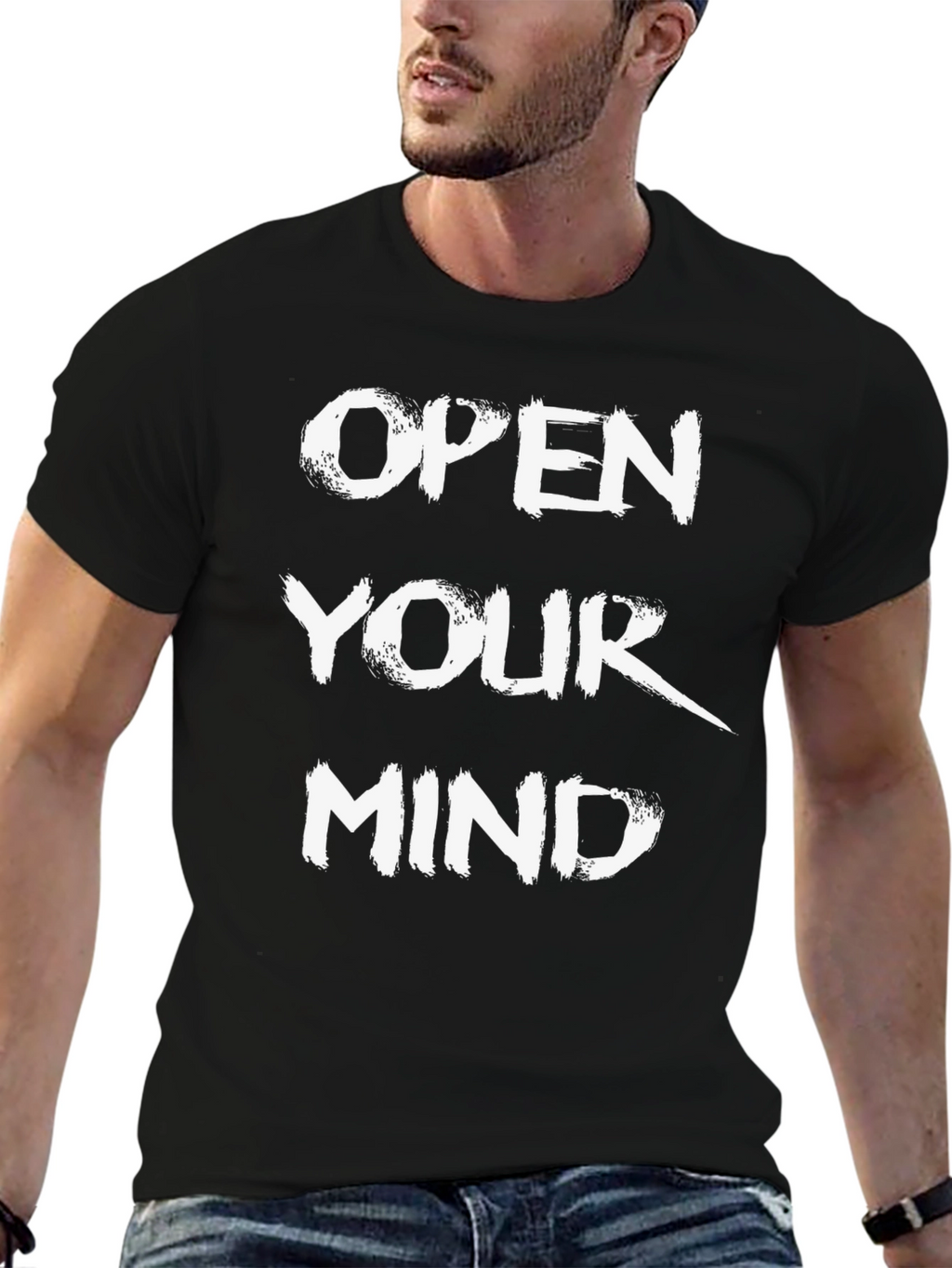 Open Your Mind Graphic Tee - Trendy Black T-Shirt