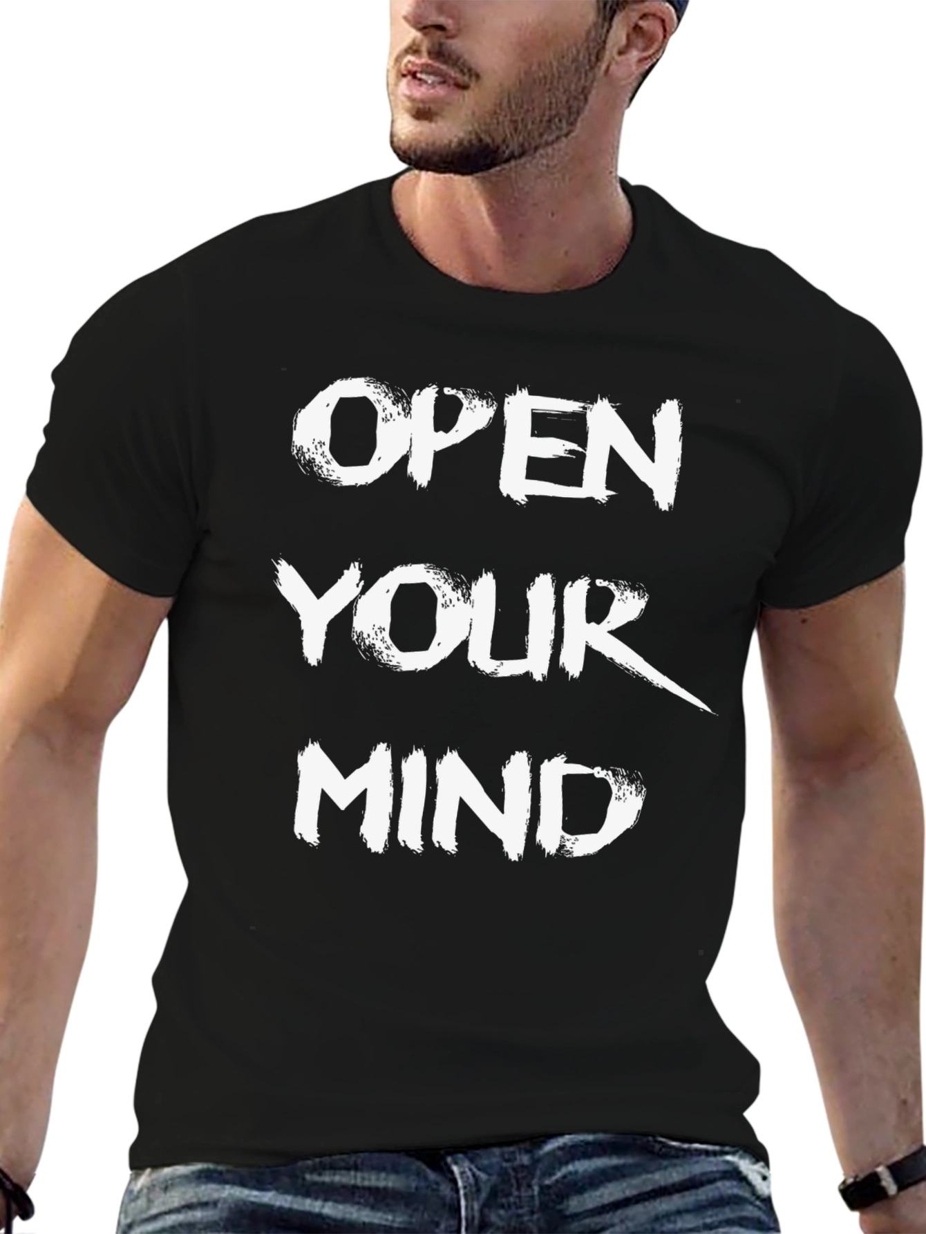 Open Your Mind Graphic Tee - Trendy Black T-Shirt