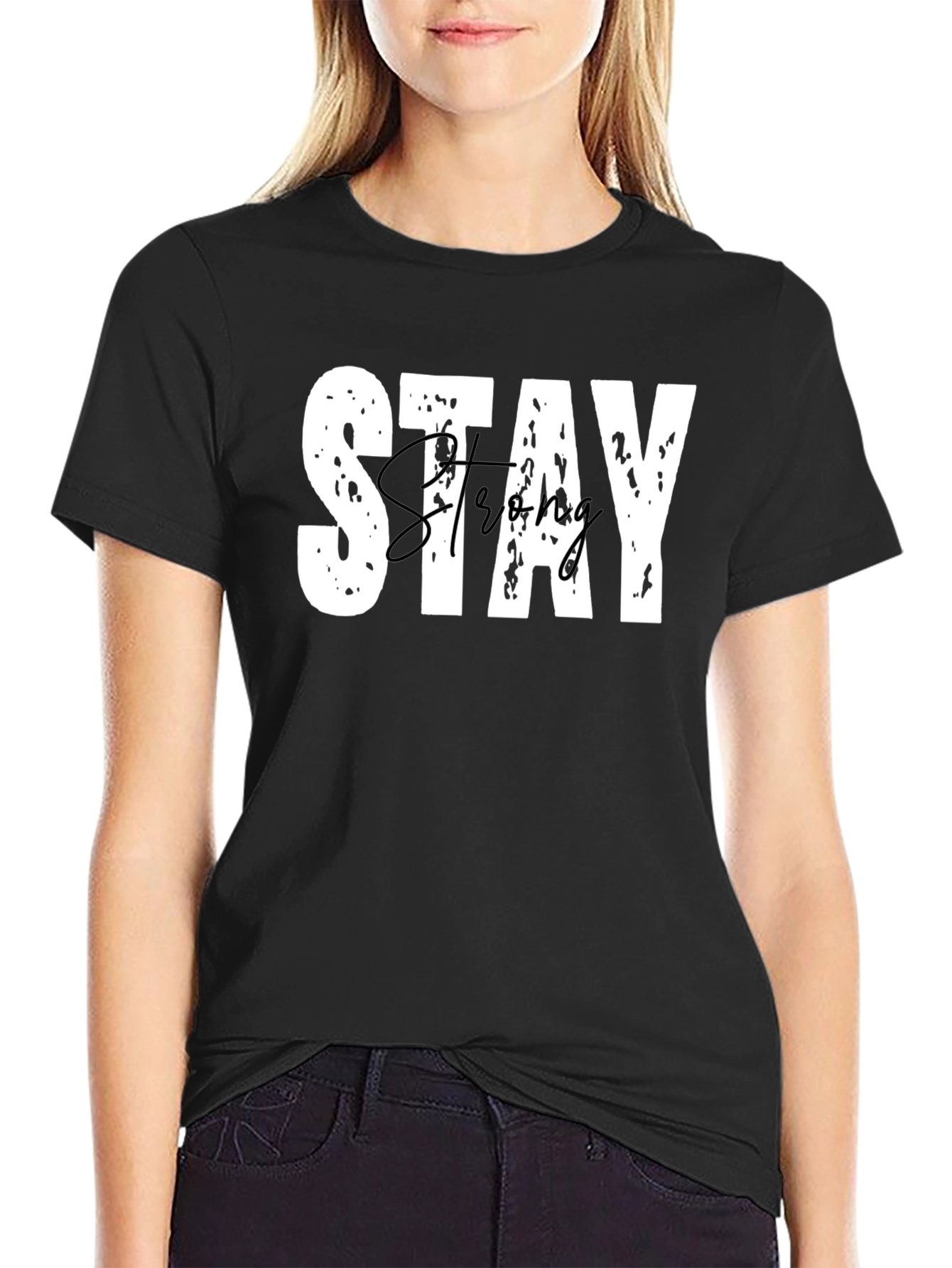 Stay Strong Graphic Tee - Black Casual T-Shirt