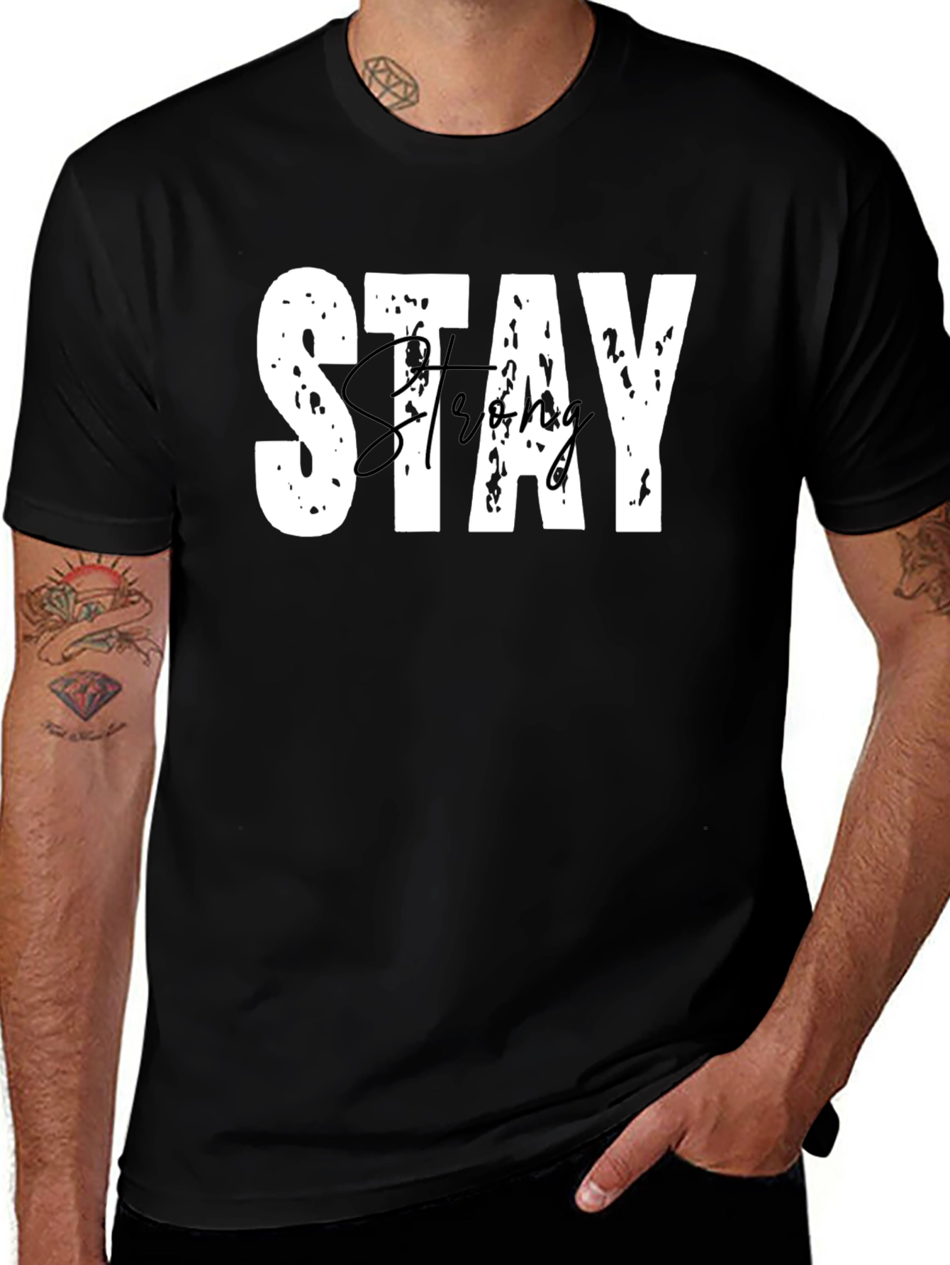 Stay Strong Graphic Tee - Black Casual T-Shirt