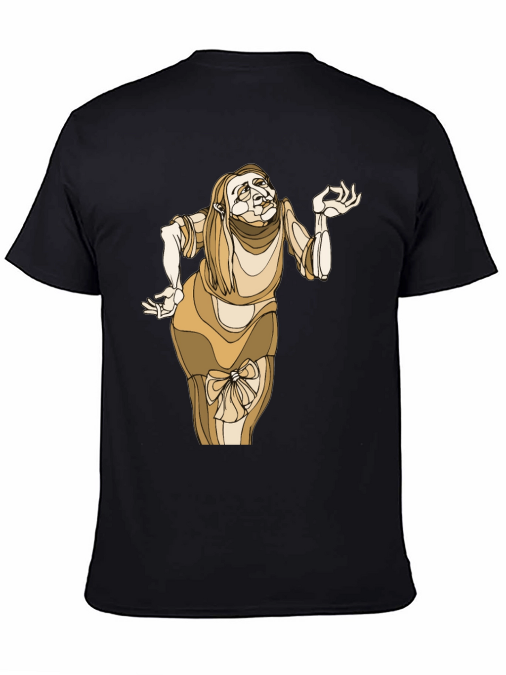 Unique Cartoon Lady Graphic Black Tee