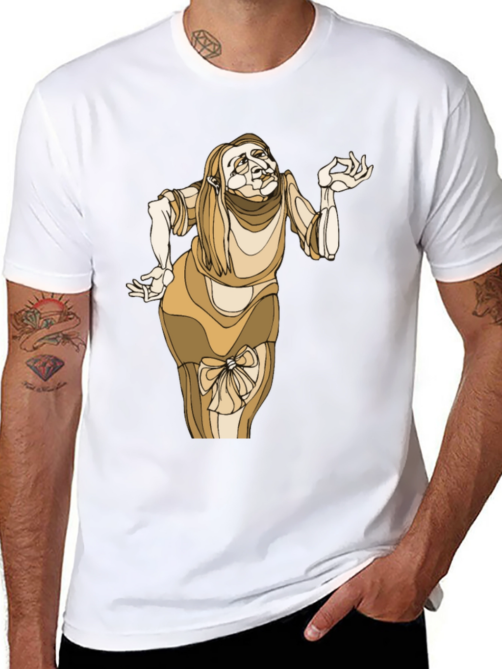 Unique Cartoon Lady Graphic Black Tee