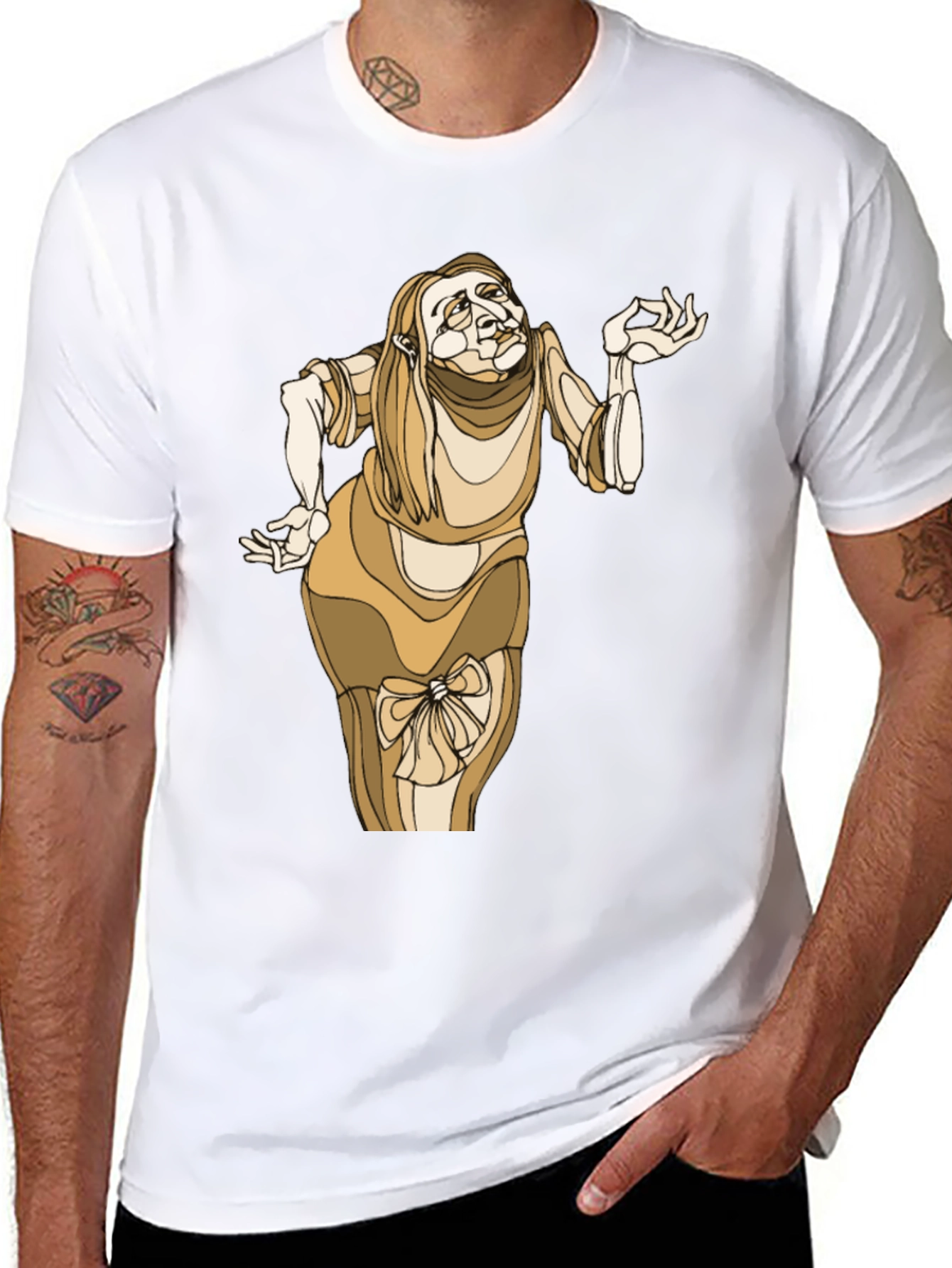 Unique Cartoon Lady Graphic Black Tee
