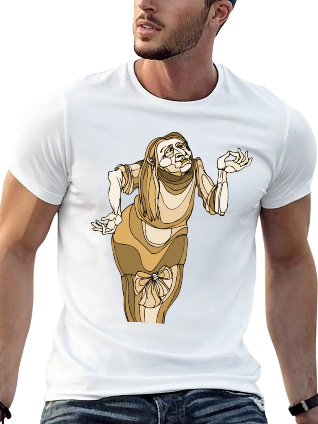 Unique Cartoon Lady Graphic Black Tee