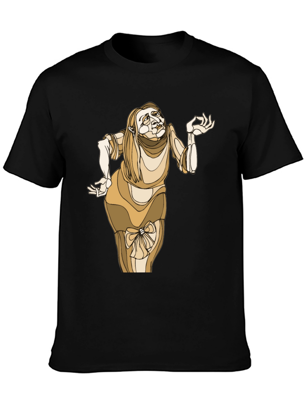 Unique Cartoon Lady Graphic Black Tee